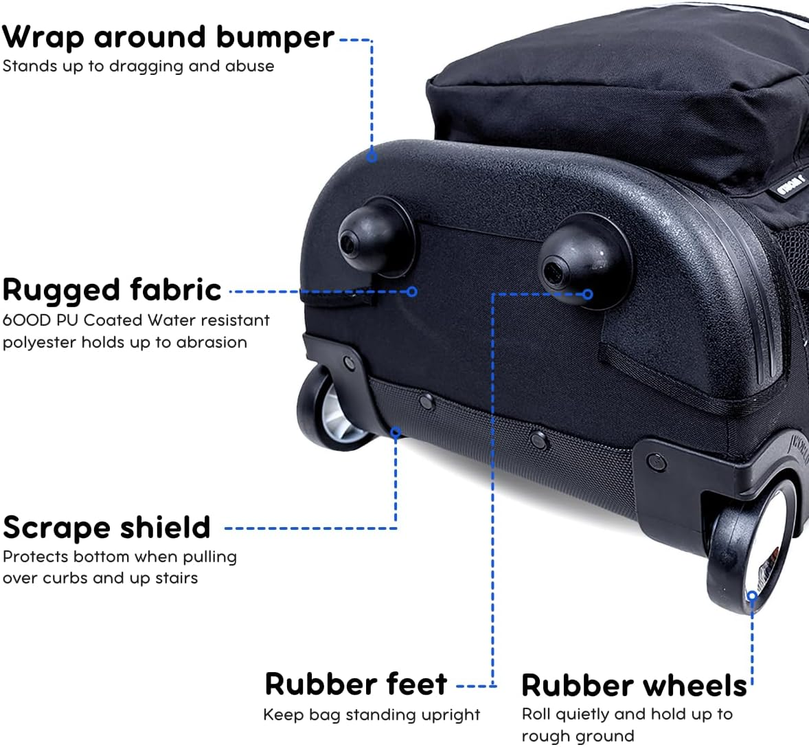 J World Sunrise Kids Rolling Backpack for Girls Boys. Roller Bookbag with Wheels for School, Black, 18", Sunrise Kids Rolling Backpack for Girls Boys Teen. Roller Bookbag with Wheels image number 2