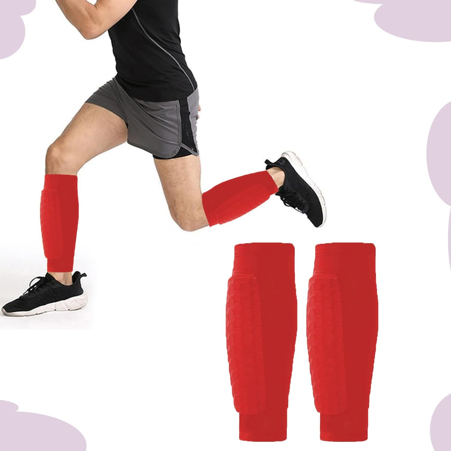 Shin Guards for Soccer, Lightweight Shin Pads for Kids Youth & Adult - Football Shin Defender Protective Gear, Comfortable Breathable Leg Guards. (2, Red, Large) image number 1