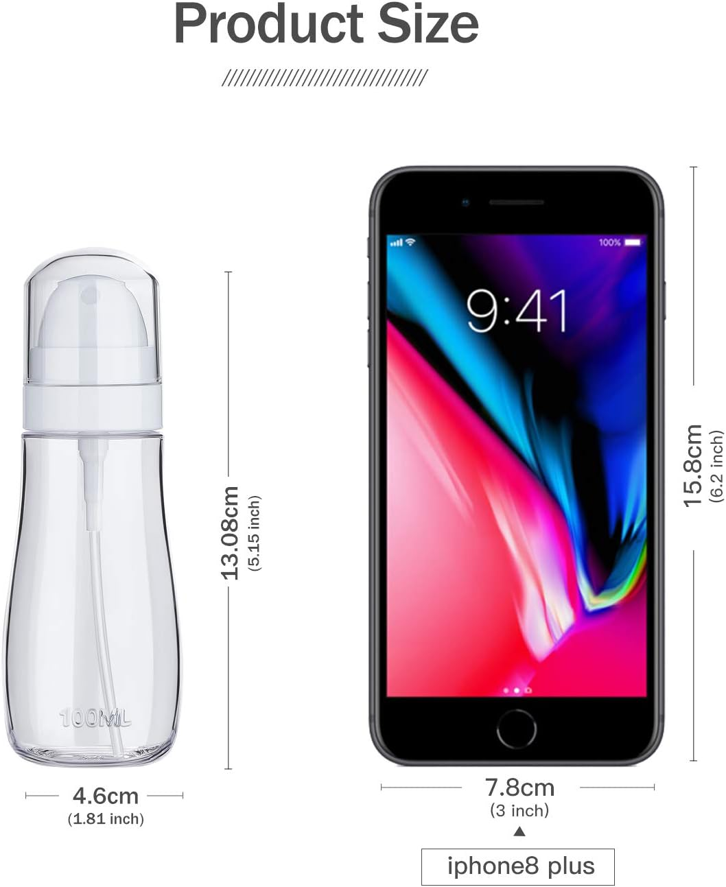 Plastic Empty Spray Bottles with Fine Mist Sprayer,3.4Oz/100Ml Refillable Portable Travel Bottle,Liquid Sprayer,Chemical Resistance (2 Pack), Transparent, Small image number 4