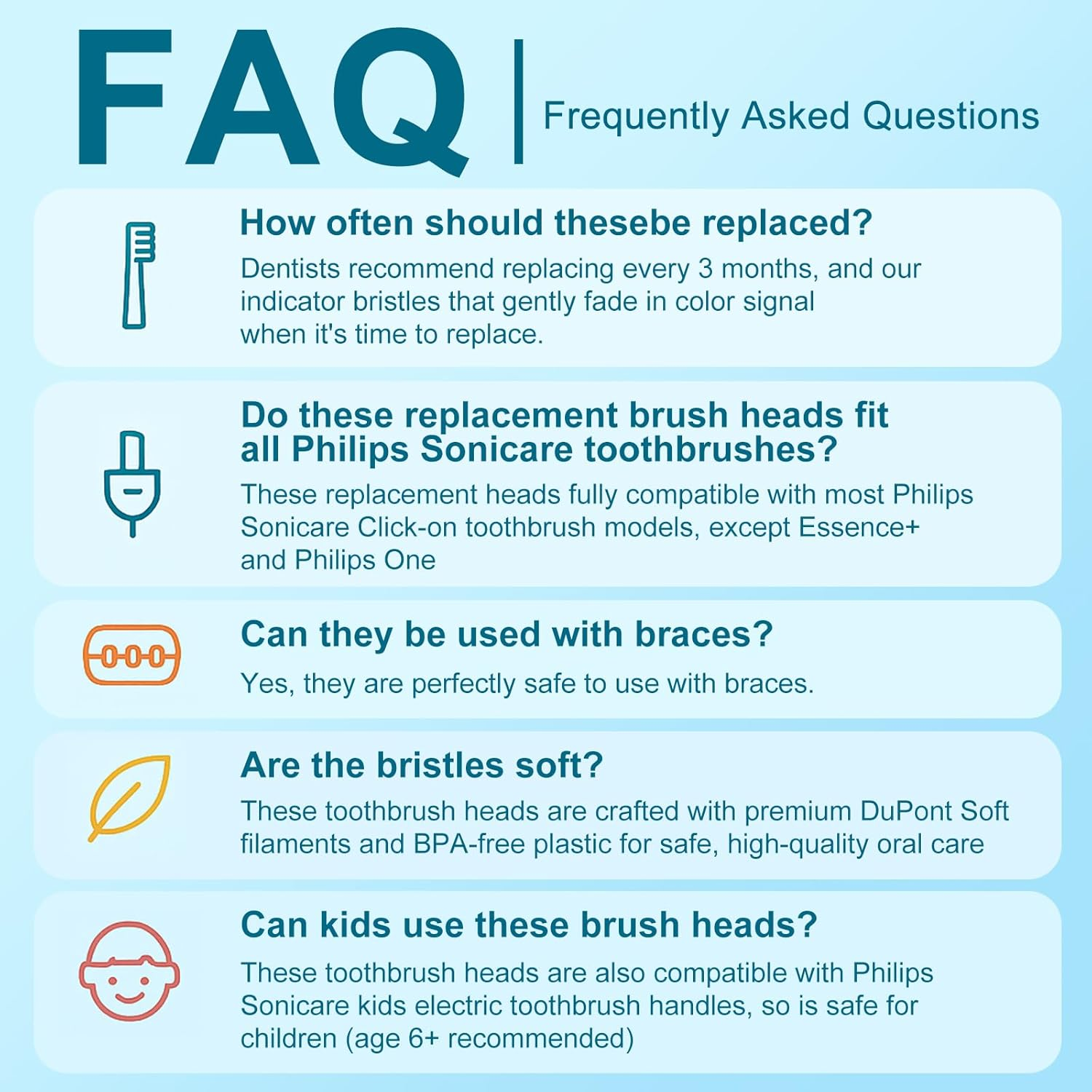 Aoremon Replacement Heads for Philips Sonicare Toothbrush Diamondclean, Black, Pack of 10 image number 6