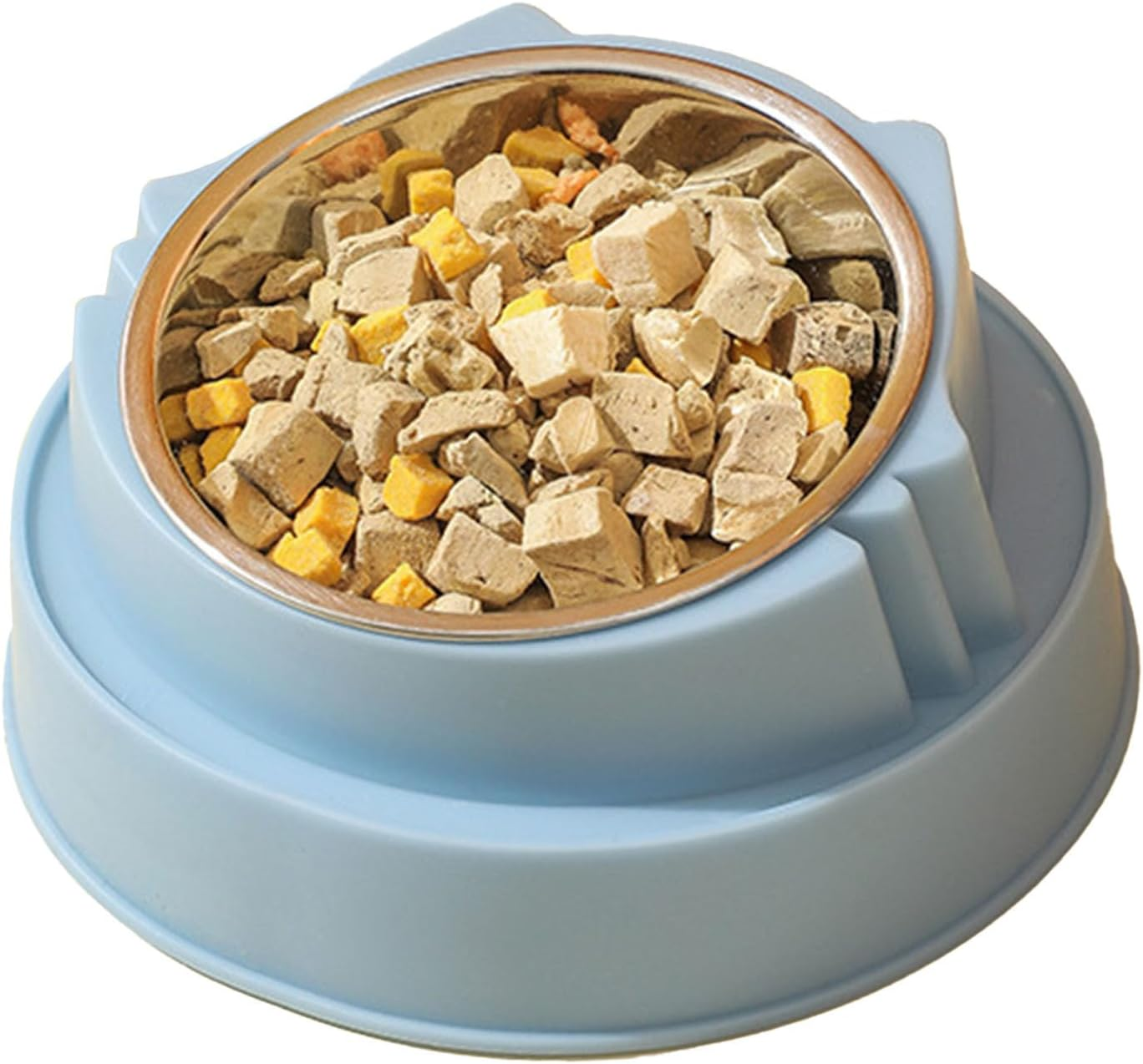 Raised Cat Bowl, Stainless Steel Plastic Cat Food Bowl Large Capacity Elevated Dog Bowl Neck Protection Pet Feeding Bowl, Raised Dog Feeder Non Slip Tilted Cat Bowl Pet Feeding Bowl for Dogs Cats image number 1