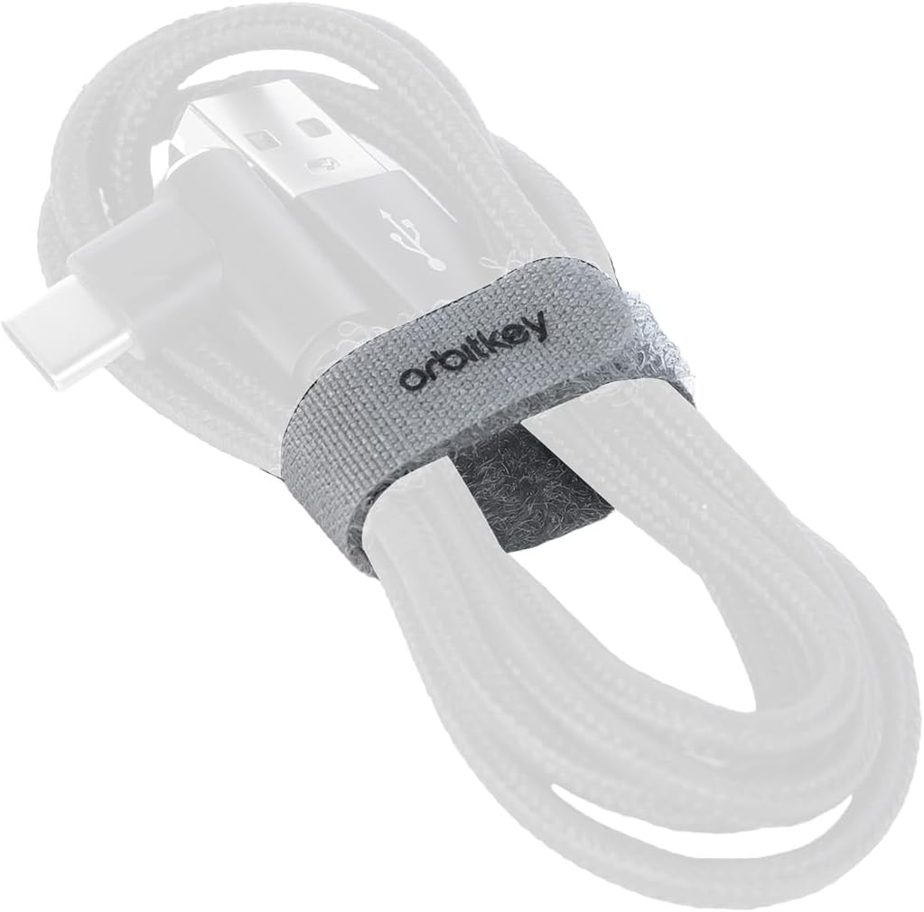 Orbitkey Reusable Cable Ties &ndash; Durable Nylon Hook-And-Loop Cord Organizers for Cable Management, Tangle-Free Storage, and Travel Organization - Pack of 6 - Ash image number 1