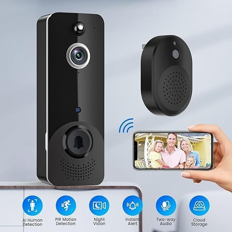 M8 Smart Wireless Video Doorbell &ndash; 720P HD, Wifi Remote Monitoring, PIR Motion Detection, Two-Way Audio, Night Vision &ndash; Aiwit App &ndash; Black image number 4
