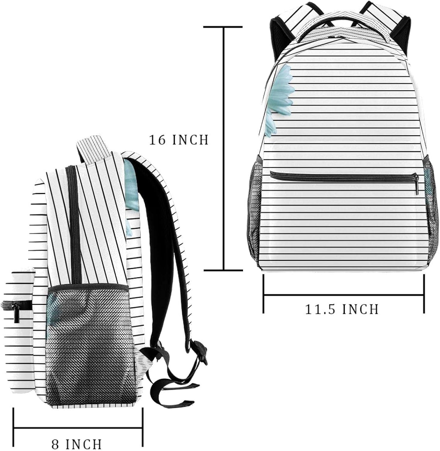 Daisy and Stripes Backpack Students Shoulder Bags Travel Bag College School Tote Backpacks image number 1