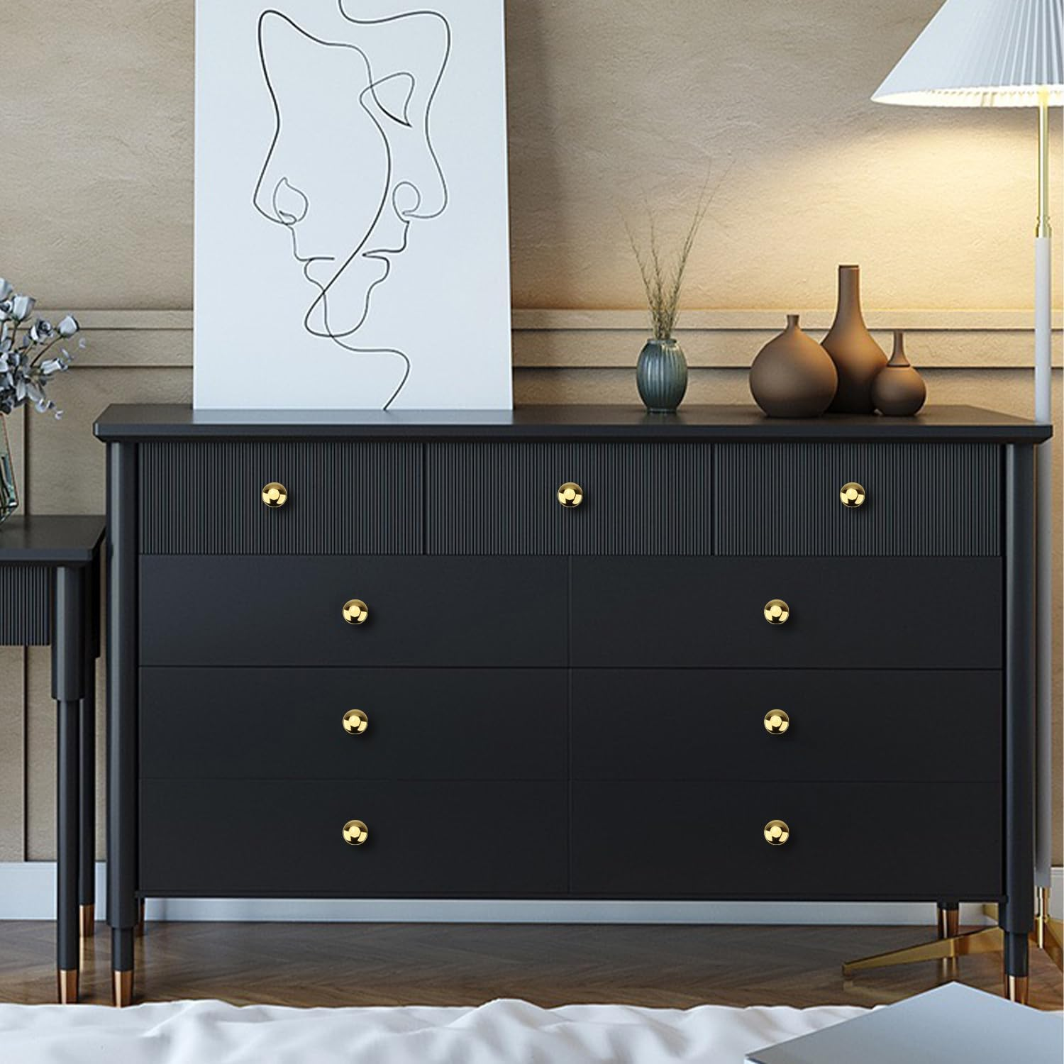 RZDEAL 4 PCS 1.0'' X 0.9'' Brass Mirror-Polished Pulls round Brass Pulls Antique Simple and Elegant Pulls Solid Hardware Knobs for Furniture Cabinet Closet Drawer Box Door Handles image number 1