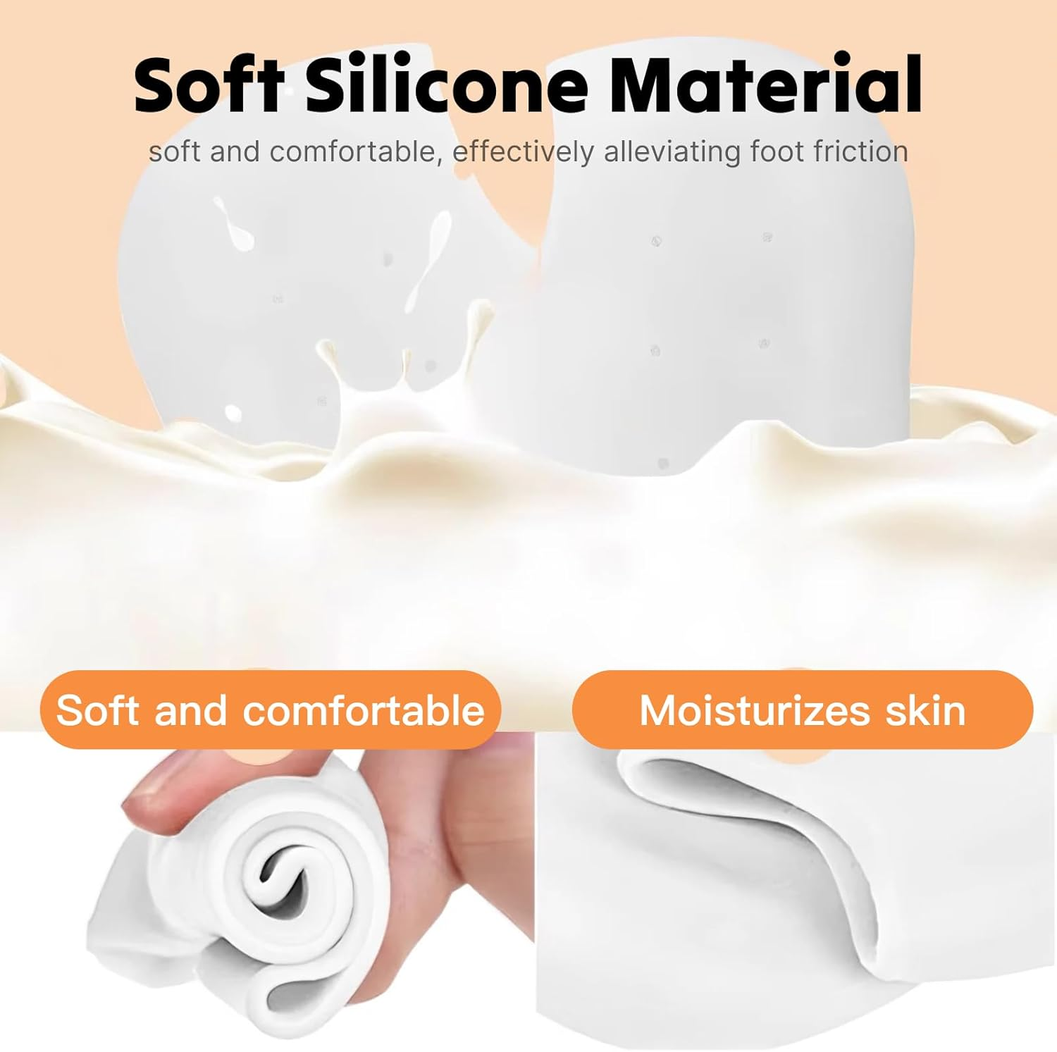 Gel Heel Protectors (2 Pairs), Silicone Gel Inserts for Men and Women, Moisturizing Relief for Blisters, Cracked Feet, Plantar Fasciitis, and Heel Spurs, Soft Cushioning Support for All Arch Types image number 3