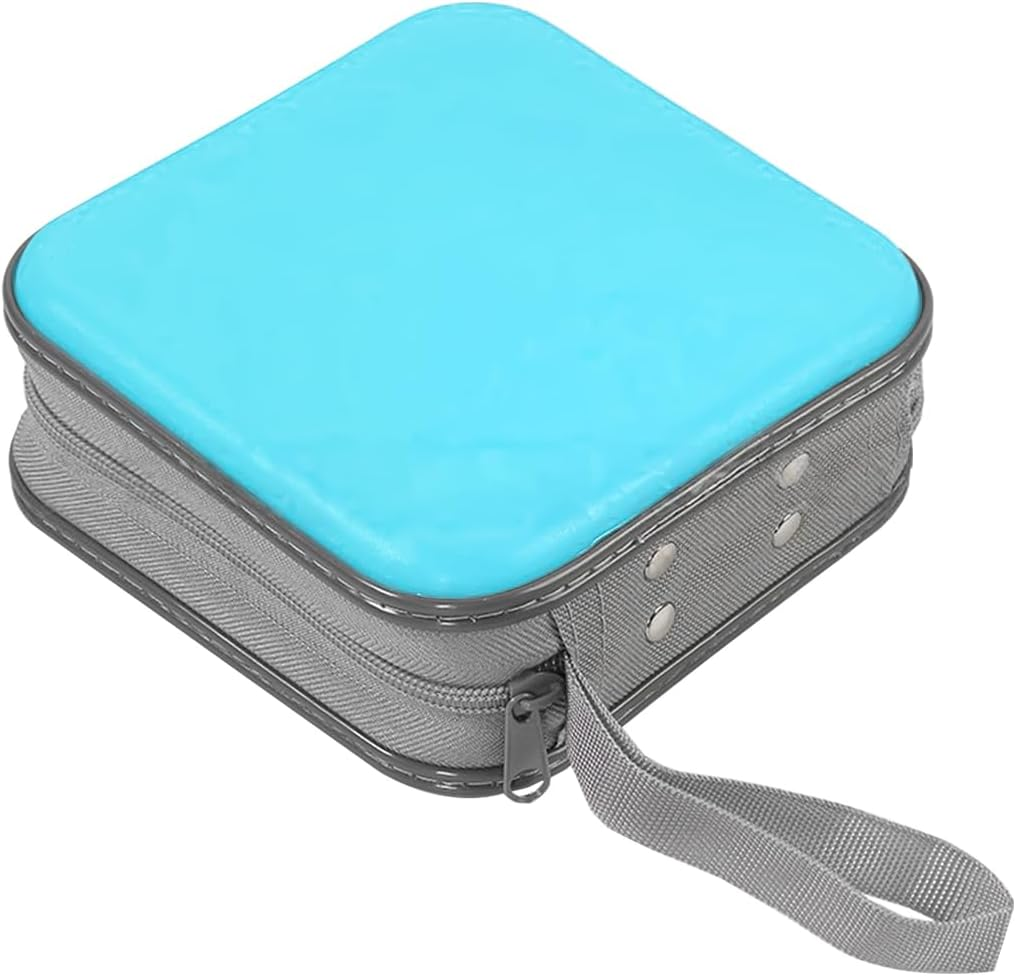 Sandfren Car CD Case, 48 Capacity Hard Plastic & Non-Woven Fabric Vehicle DVD Case Holder with Zipper, Portable Automotive Disc Wallet Storage Organizer Binder for Travel, Universal Fit (Sky Blue) image number 5