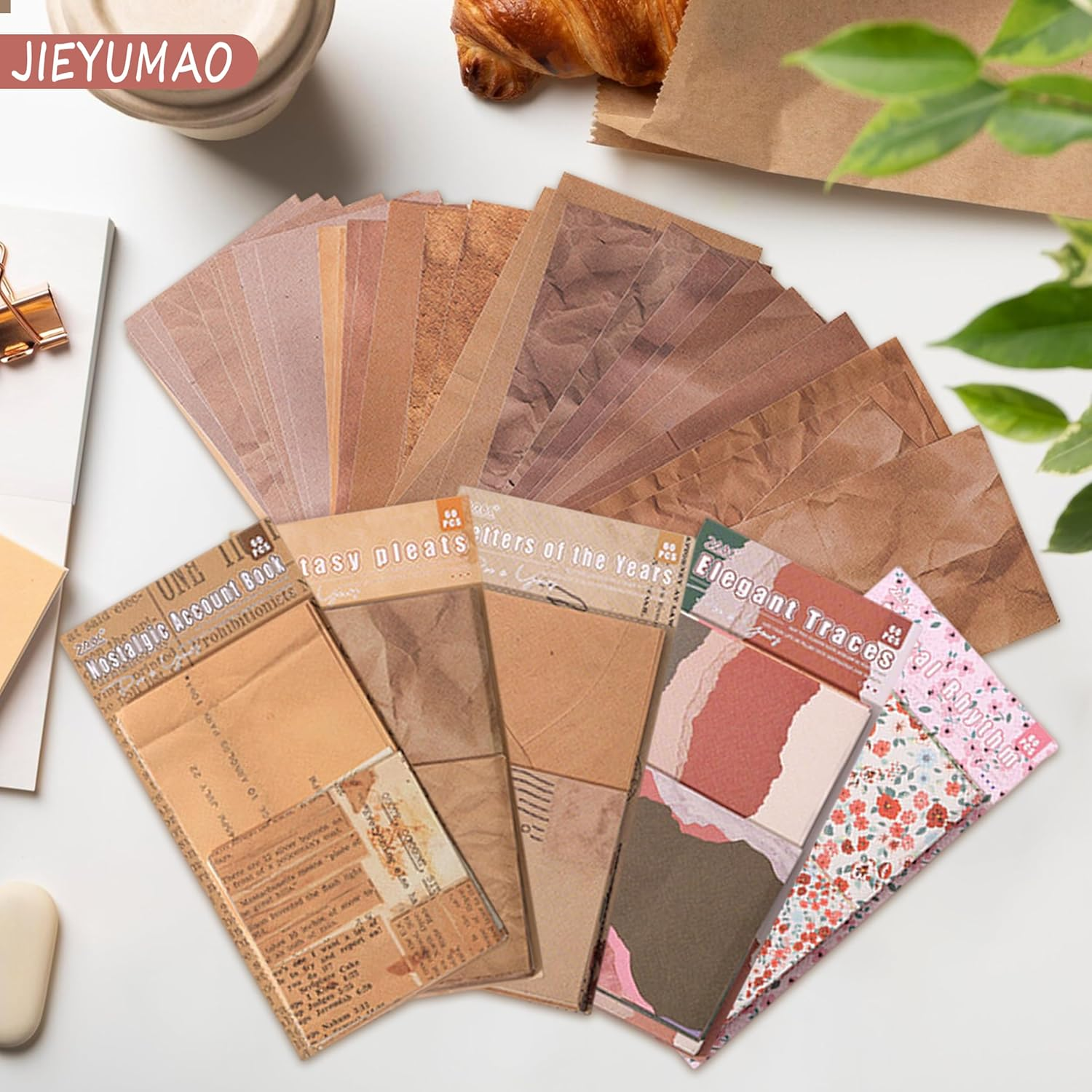 JIEYUMAO Vintage Scrapbook Paper, 366 Sheets Retro Scrapbook Paper, Multicolor Vintage Pattern Paper, Journaling Scrapbooking Supplies Kit Vintage Scrapbooking Supplies for DIY Art image number 5