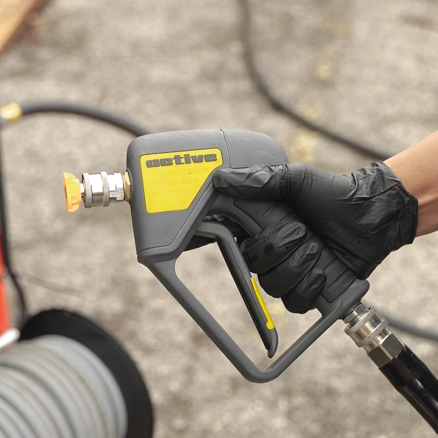 Active Premium Short Pressure Washer Gun with Swivel - Integrated 304 Stainless and 3/8/'' Inlet 1/4/'' Outlet Quick Connects Ideal for Washer Car Wash Foam Cannon Applications, Gray (JH50SS) image number 1