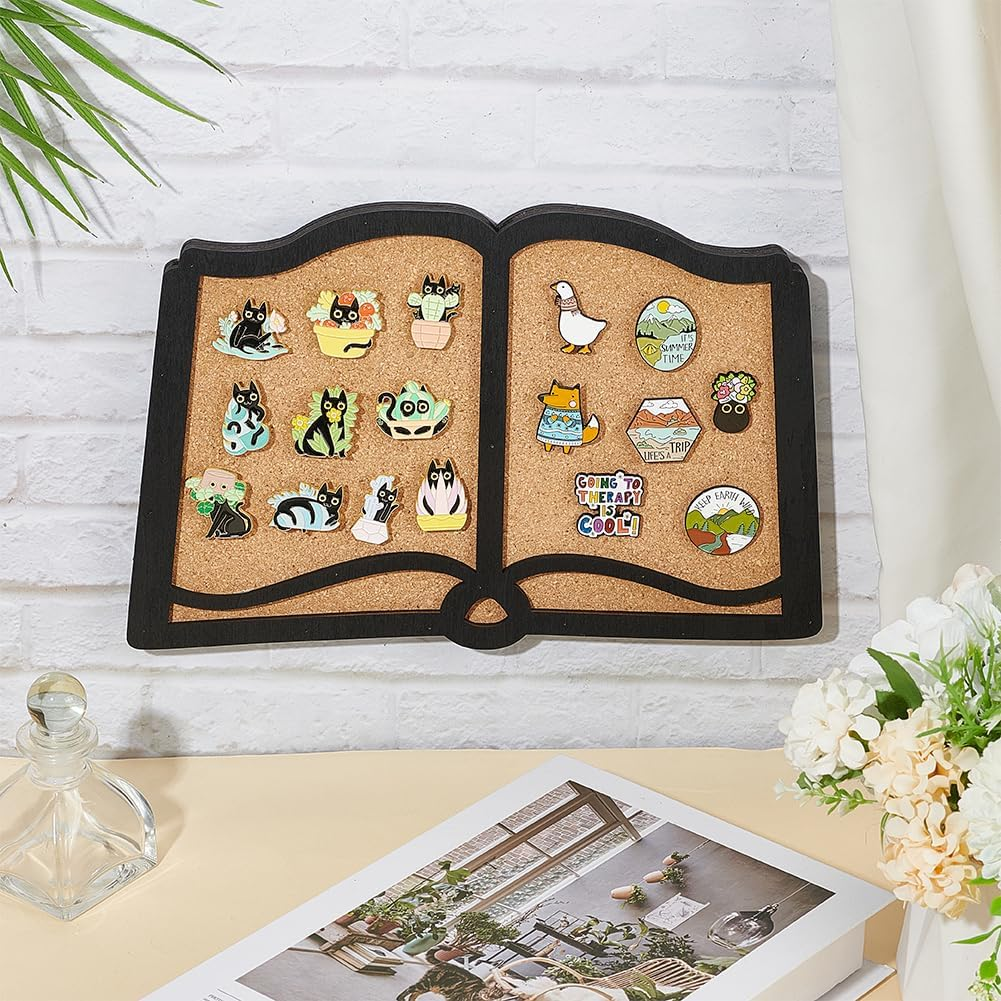 BENECREAT Pin Board Book Cork Board Bulletin Display Board, 0.8Inch Thick Wall Mounted Cork Board for Brooch Pin Storage, Office Home and School Decor, 11X7Inch - Square image number 7