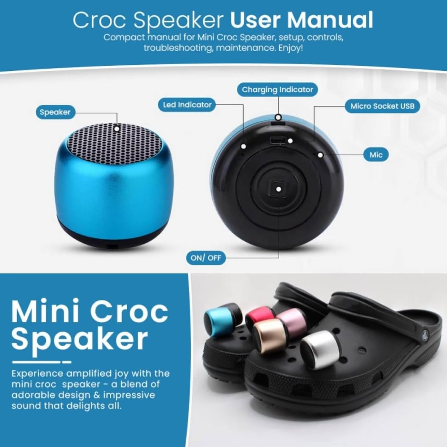 UUEENN Clog Speaker, Mini Speaker for Clog, Halloween Mini Speaker, Bluetooth Clog Charm, Red image number 2