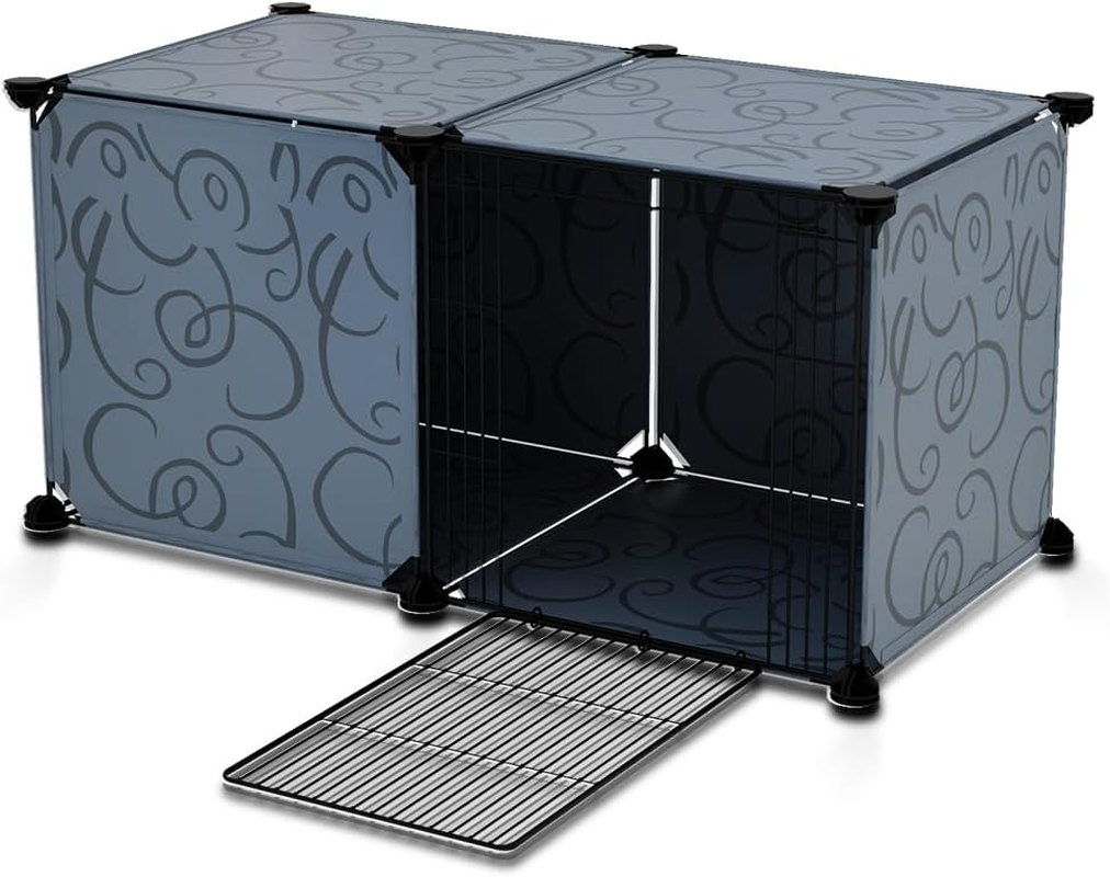 Ricjurzzty Small Animal Cage,Portable Polypropylene(Pp) Resin Outdoor & Indoor Pet House Fence with Tray Exercise Place for Kitty,Puppy,Rabbits,Guinea Pig and Small Animals (Black, 1 Door) image number 5