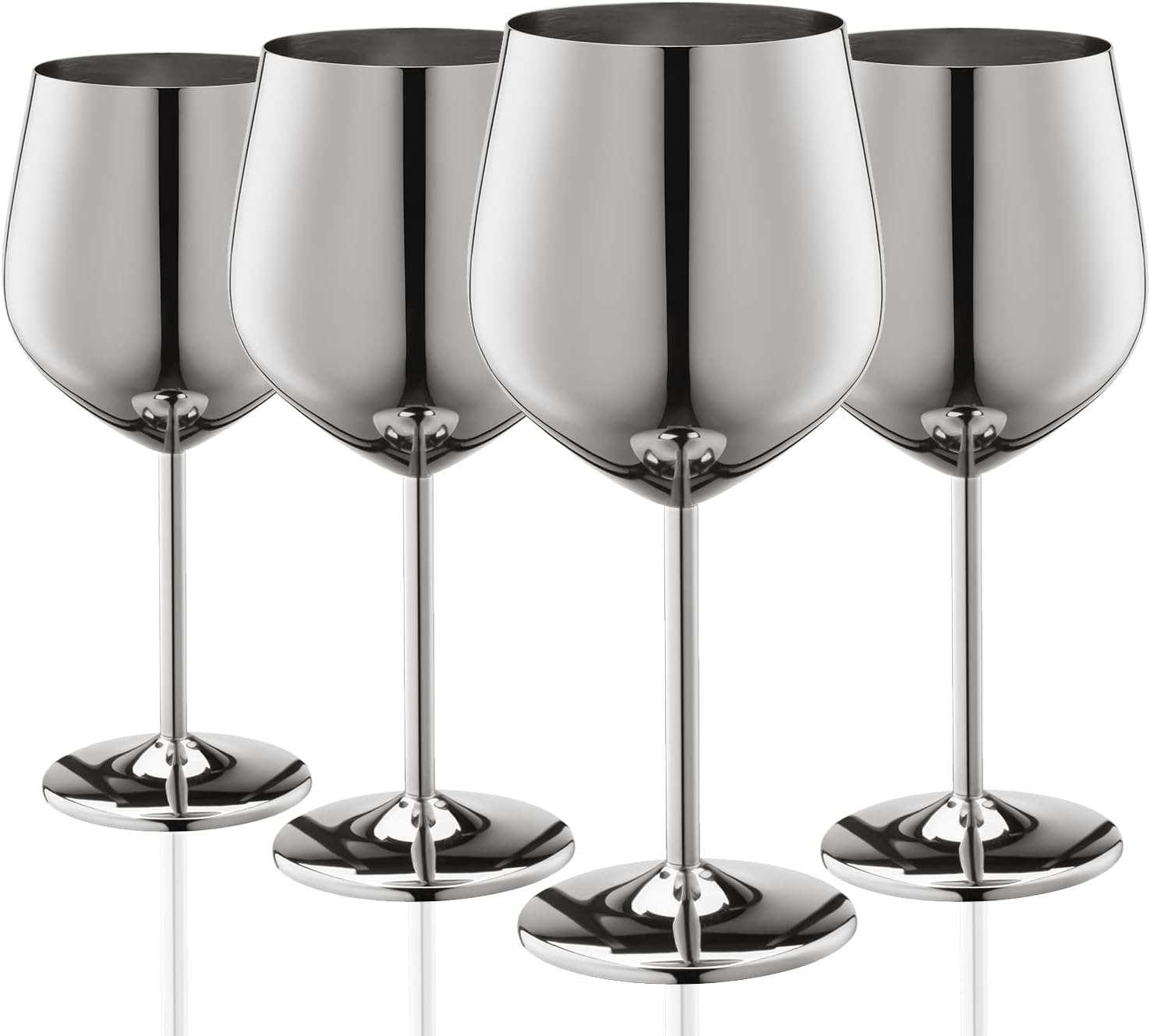 WOTOR Stainless Steel Wine Glasses Set of 4, 540Ml/18Oz Silver Goblet, Unbreakable Metal Wine Glass, Fancy Wine Goblets for Outdoor, Travel, Camping and Pool (Silver) - Black image number 7