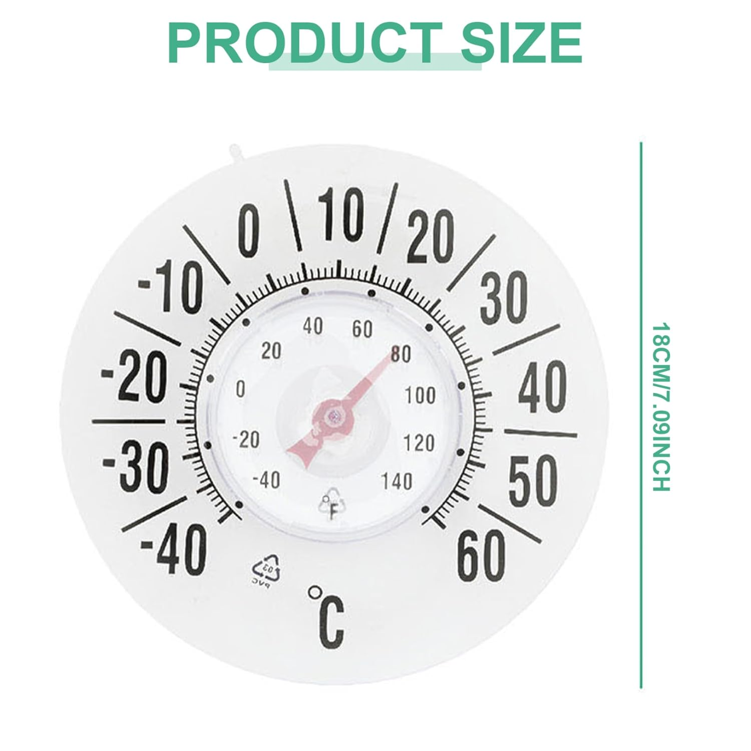 Window Thermometer Transparent round Window Thermometer for outside Temperature Battery-Free Self-Adhesive Waterproof Temperature Measurement Tool Garden Accessories