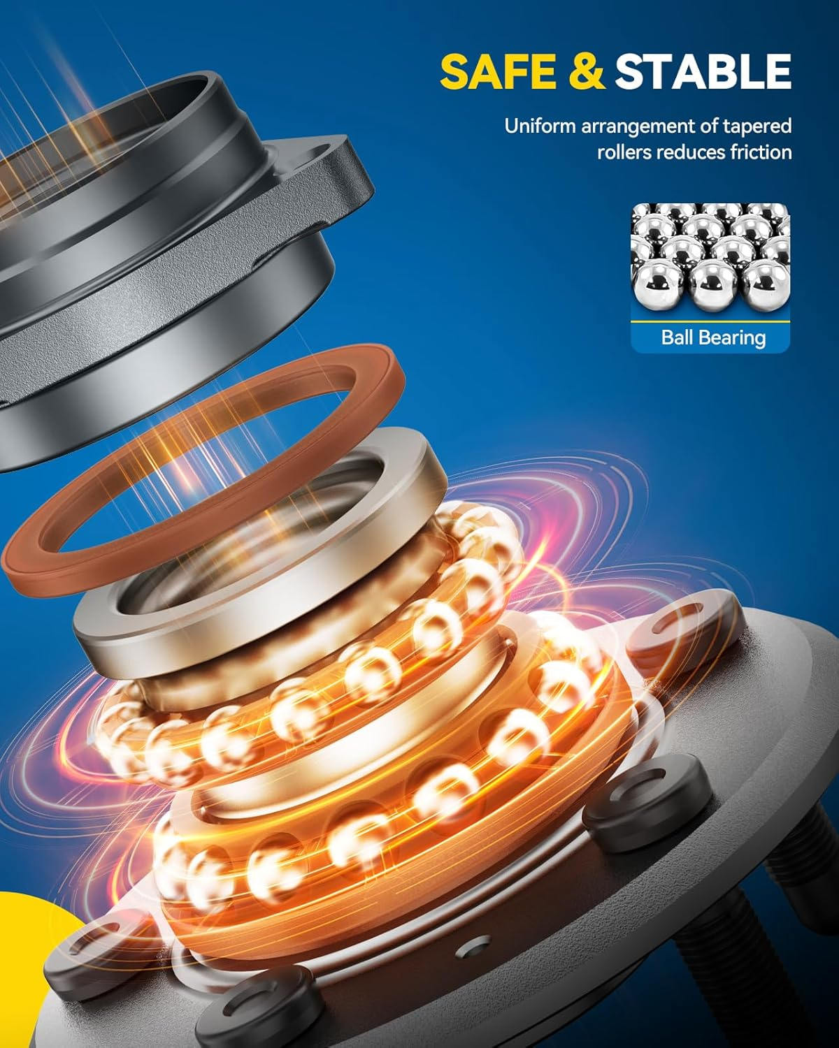 PHILTOP 512320 Rear Wheel Hub Assembly Fit for Honda Odyssey 2005-2010, 5 Lugs Wheel Hub Bearings W/ABS