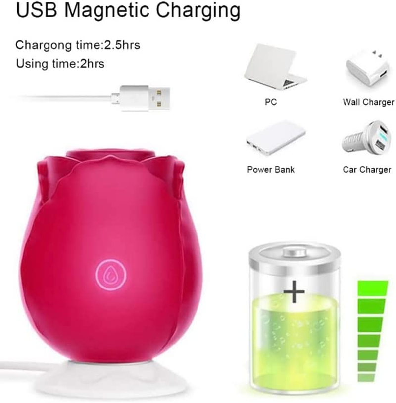 Act as Rose Gift, Red Rose Toy, for Women, Silicone, Washable and Rechargeable