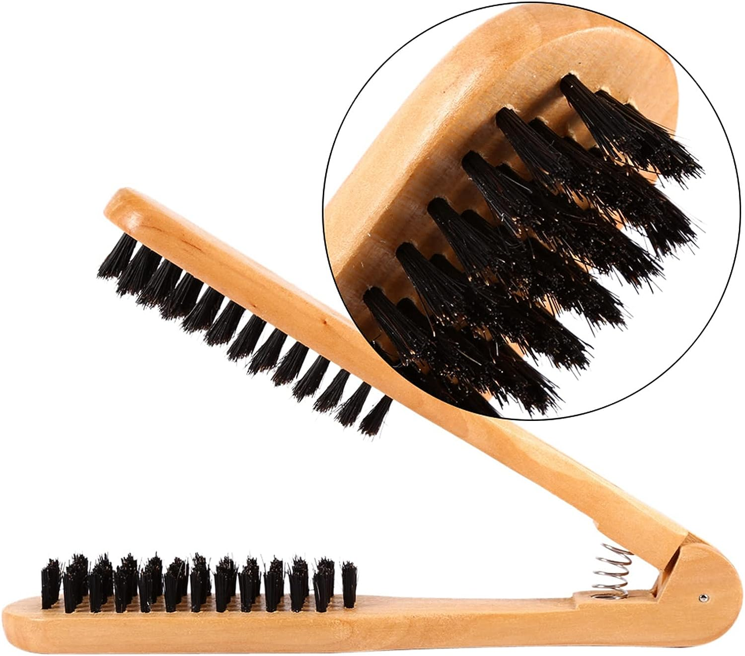 Alvinlite Double Sided Boar Bristle Hair Straightener Brush Comb, Wooden Handle, anti Static, Suitable for Straight Hair, Professionals & Personal Use image number 4
