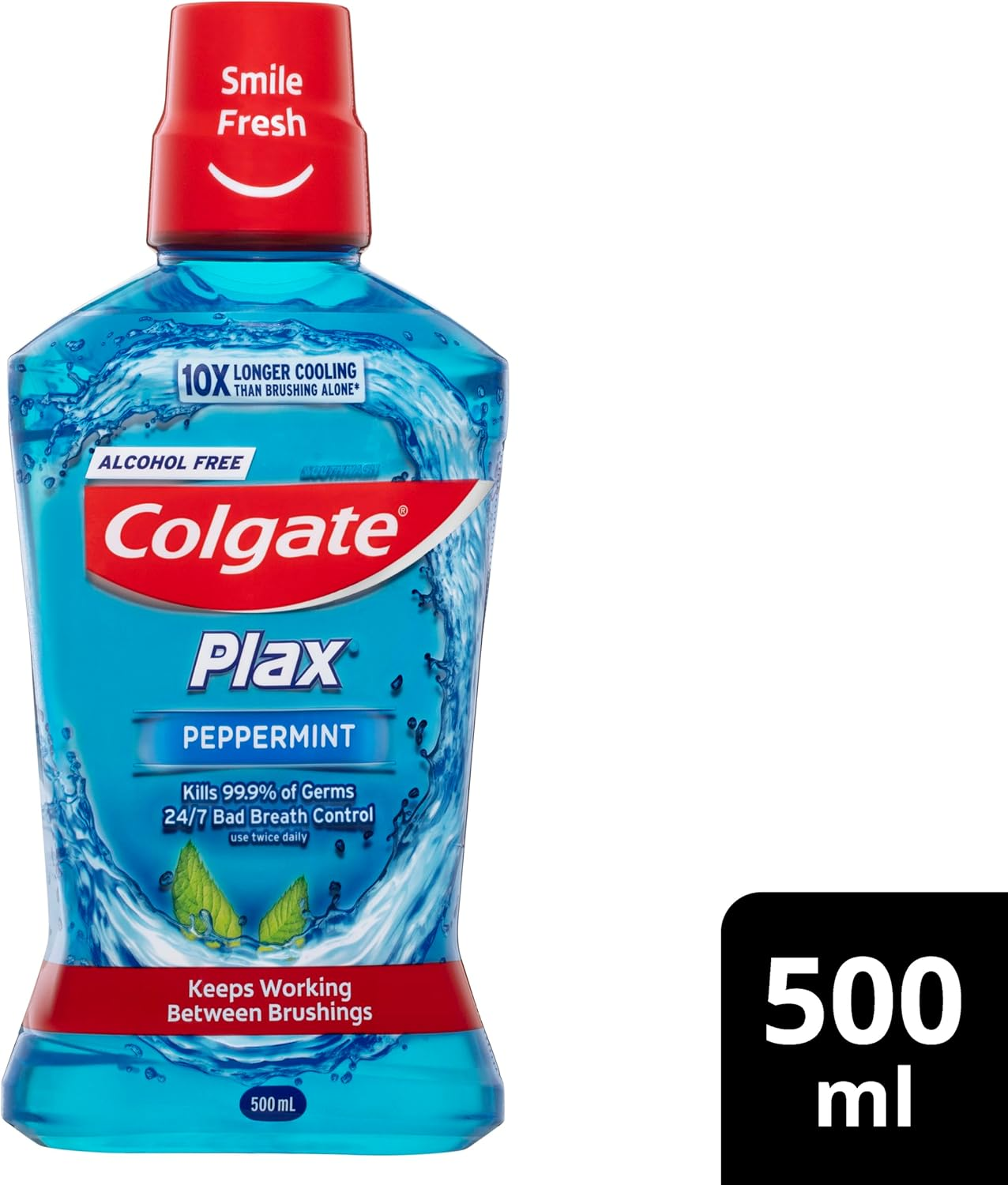 Colgate Plax Antibacterial Mouthwash 500Ml, Peppermint, Alcohol Free, Bad Breath Control image number 1