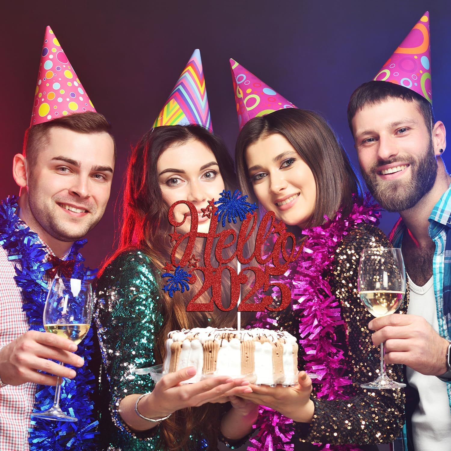 Hello 2025 Cake Topper, Happy New Year Cake Decor, Cheers to 2025/Goodbye 2024 Welcome 2025, Happy 2025 New Year&rsquo;S Eve Party Decoration Supplies image number 4