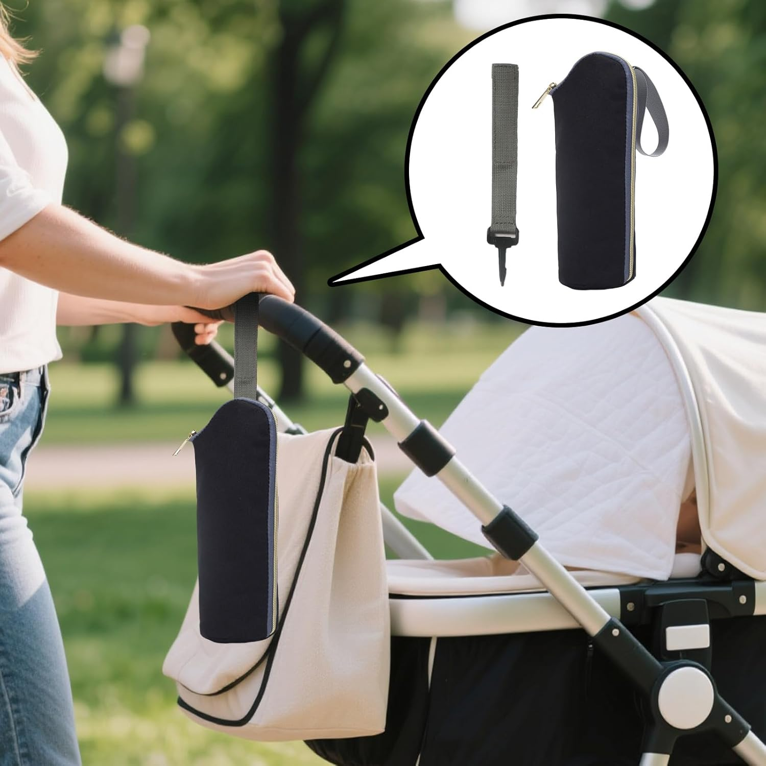 2Pcs Breast Milk Storage Bag, Portable Baby Bottle Bag, Baby Bottle Warm Bag and Breast Milk Small Cooler Bag Bottle Bag, Travel, Stroller (With Hook) image number 2