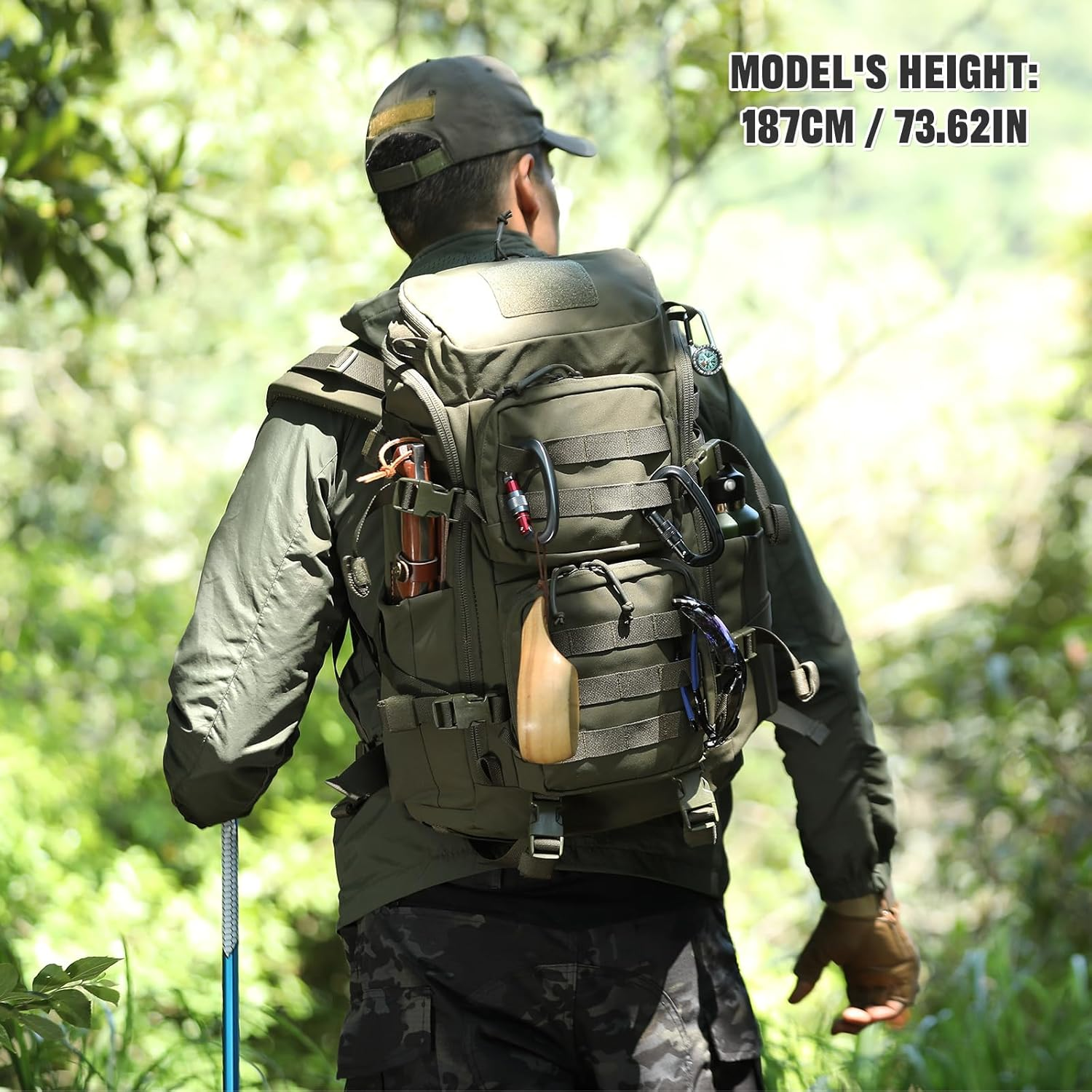 ROOT THREE 45L Tactical Backpack, Military Molle Backpack with 17" Laptop Compartment Survival Rucksack for Outdoors image number 4