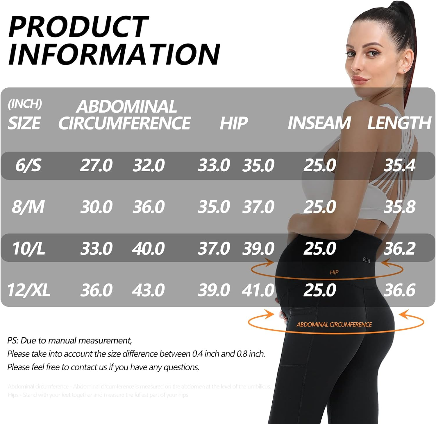 GILLYA Maternity Leggings over the Belly for Women Pregnancy Active Wear Workout Yoga Gym Compression Comfy Tights Pants image number 1