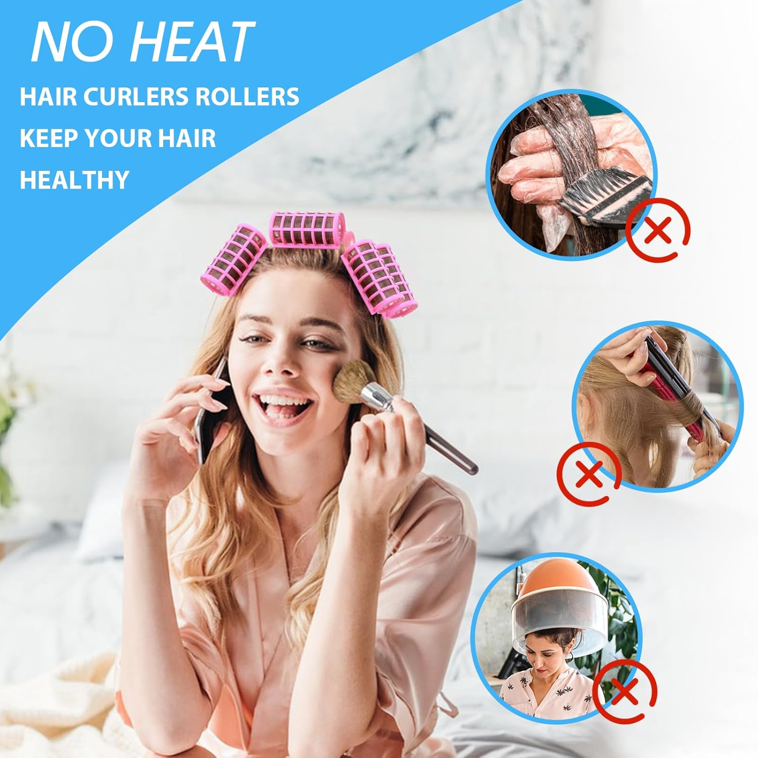 30Pcs Hair Curlers Rollers Set, 5 Sizes Self Grip Hair Rollers No Hair Damaging for Long, Medium Hair, Hair Rollers for Volum, Snap on Hair Curlers for Women Hair Styling (1.5/2/2.5/3/3.5 CM) image number 4