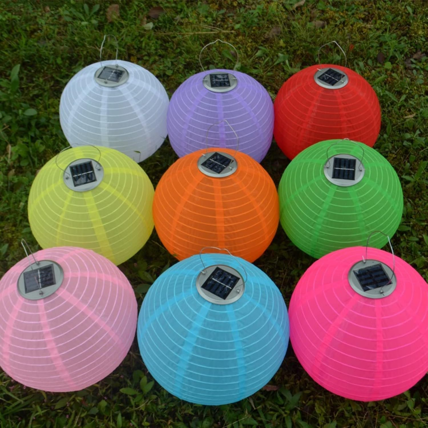 6 Pack 12In Waterproof LED Solar Cloth Chinese Lantern Festival Party Hanging Lamp Hanging Lamp Outdoor Garden Solar Led Light Lantern image number 4