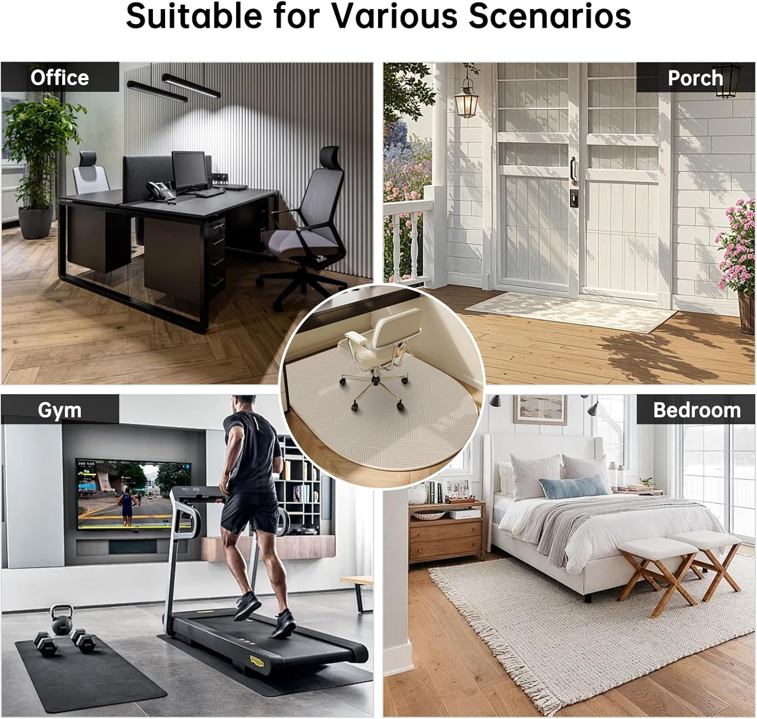 Office Chair Mat for Carpet and Hardwood Floors, 120X80Cm, Oversized Non-Slip Computer Desk and Chair Protector, Multi-Purpose Floor Protector for Home Office image number 1