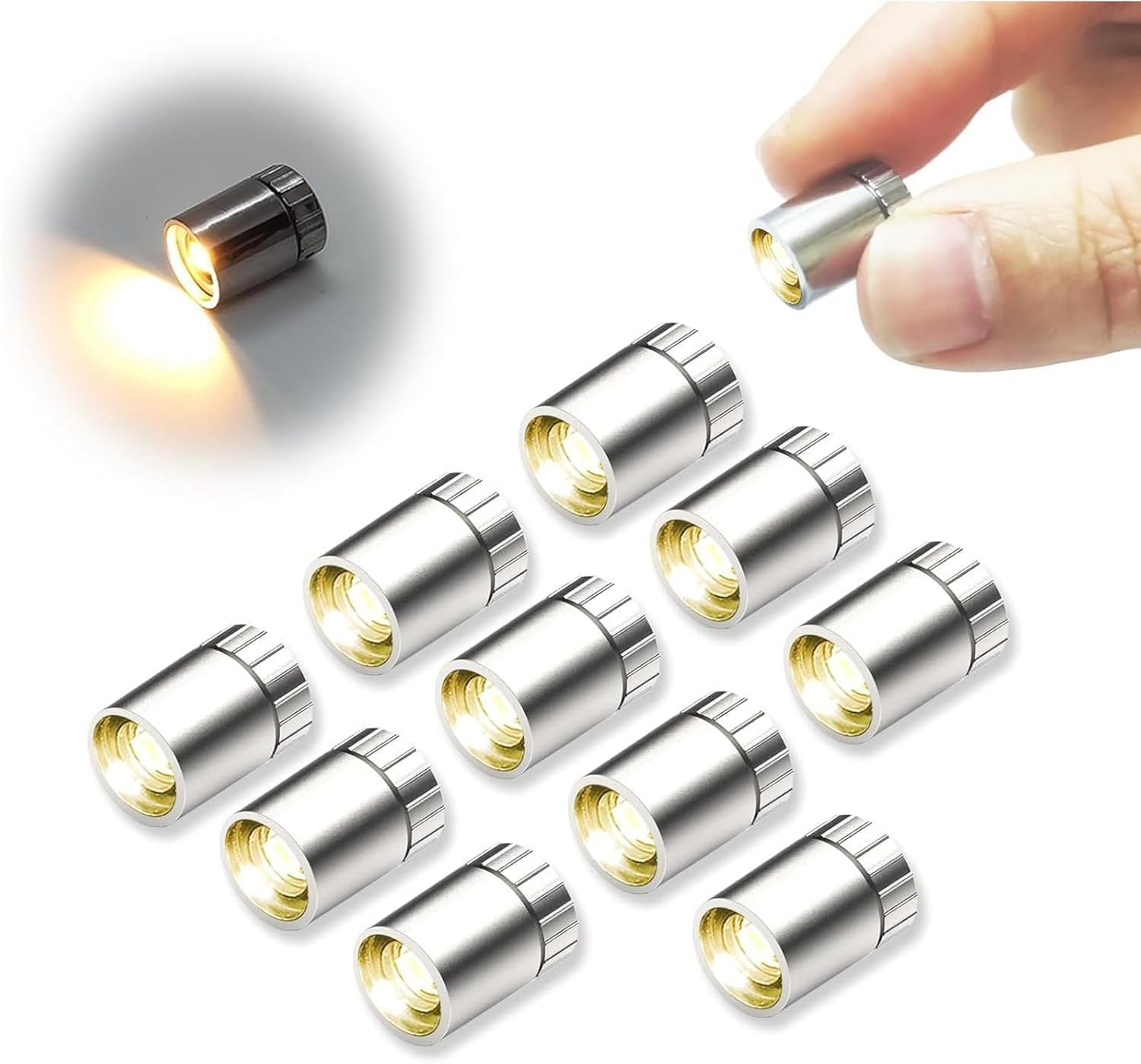 10-Pack LED Mini Lights for Dollhouses and Crafts, Warm White, Battery-Operated Small LED Lights with Silver Plastic Casing,For Paper Lanterns, Party Decorations, and Dollhouse Accessories image number 4