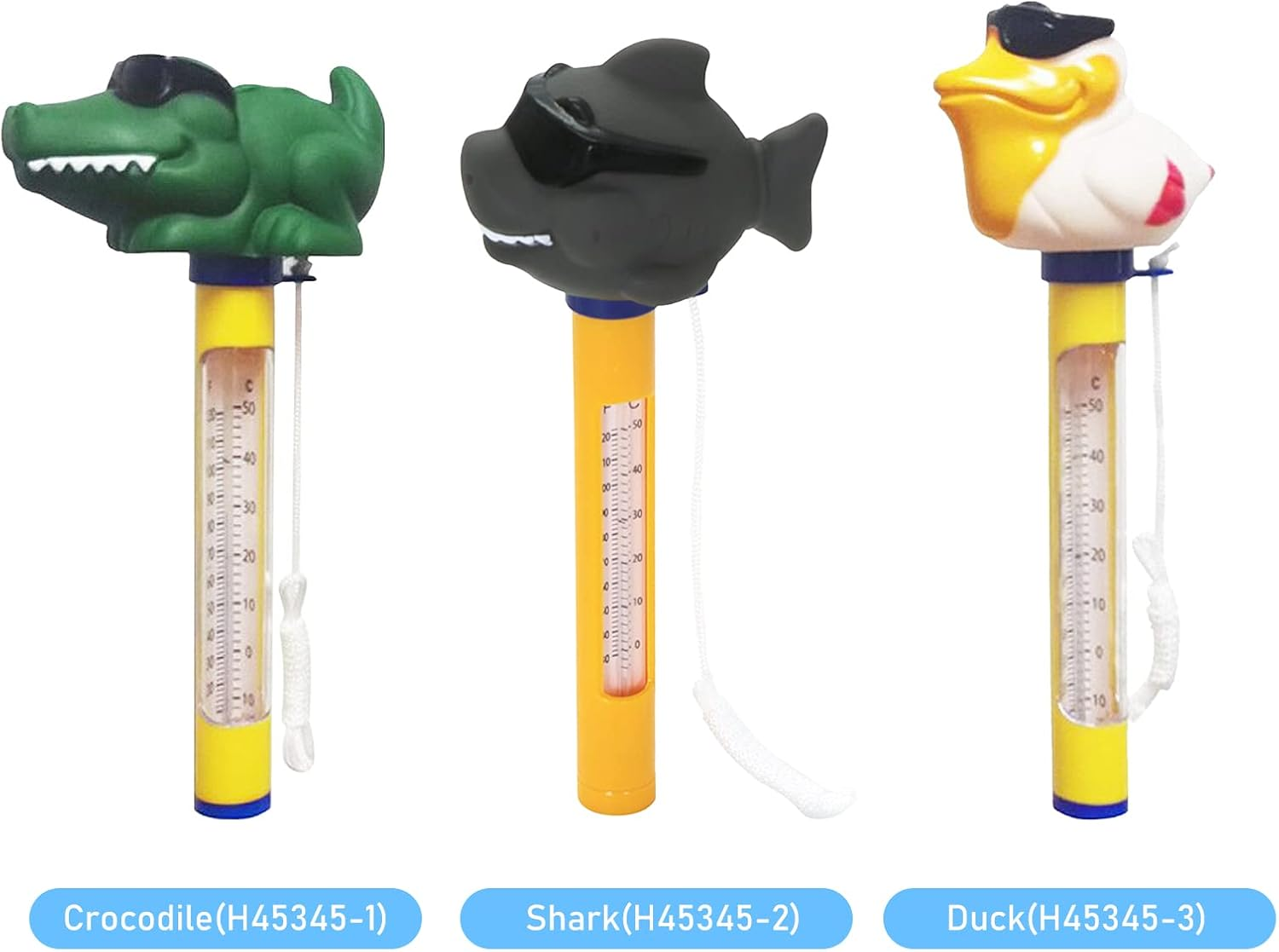 Floating Pool Thermometer Cartoon Animal Shape Water Temperature Thermometers with String for Outdoor Indoor Swimming Pools Spas Hot Tubs Fish Ponds image number 6