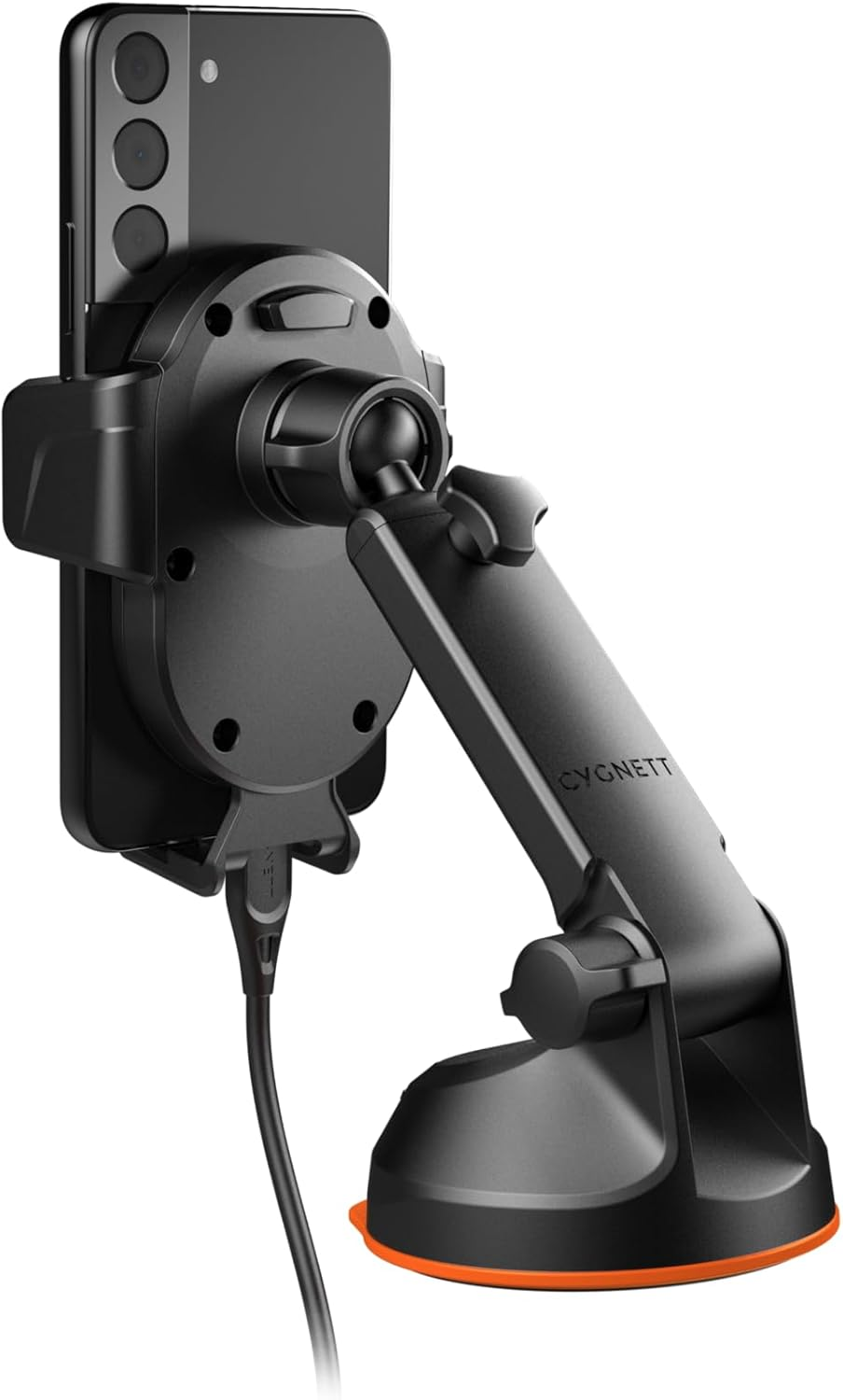 Cygnett CY4623WLCCH Easymount Extendable Arm Car Window Mount and Adjustable 10W Fast Wireless Charger with USB Cable, Black, 1.5 Meter Length image number 2