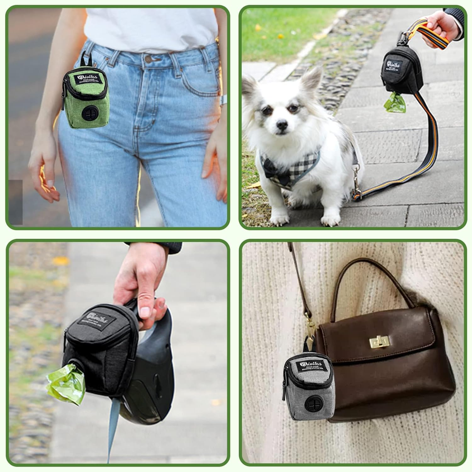 Dog Treat Pouch, Dispenser Pet Treat Waste Bags Pet Training Bag with Poop Bag Holder for Puppy and Dog Training Travel Walking Running Hiking and Outdoor Activities - Grey image number 2