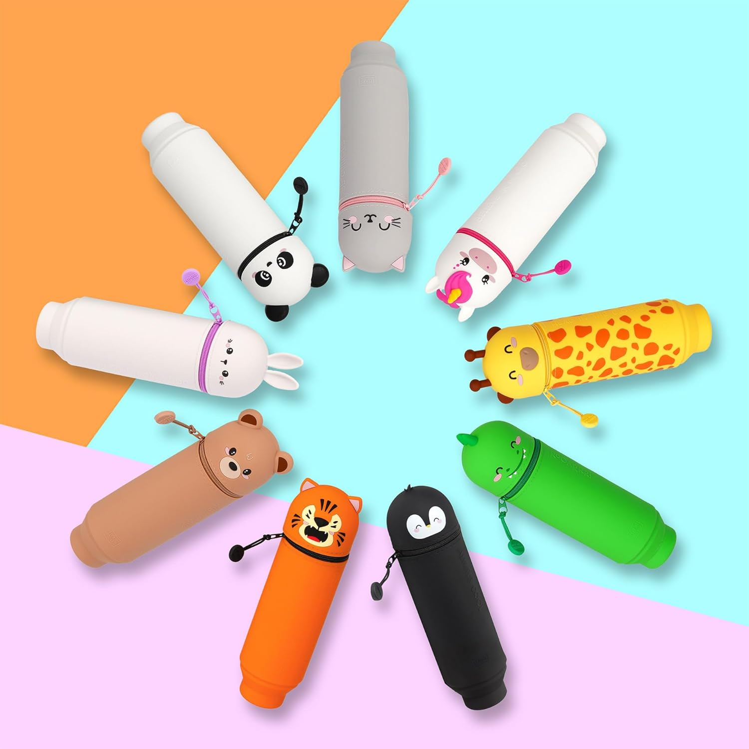 Legami - 2-In-1 Soft Silicone Case - Kawaii Table Pen Holder, Zipper, Silicone, Pen Bag, Colouring Pencils Marker, H 18.5 Cm, Panda, Kawaii - Monster image number 5
