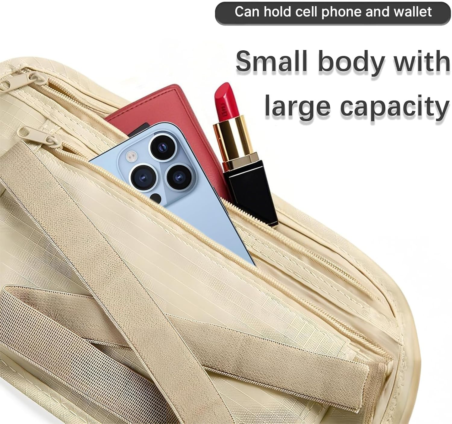 Tzylomirx Money Belt, Bum Bag for Men and Women, Adjustable Strap for Workout, Running, Travelling, Hiking (Khaki) image number 3