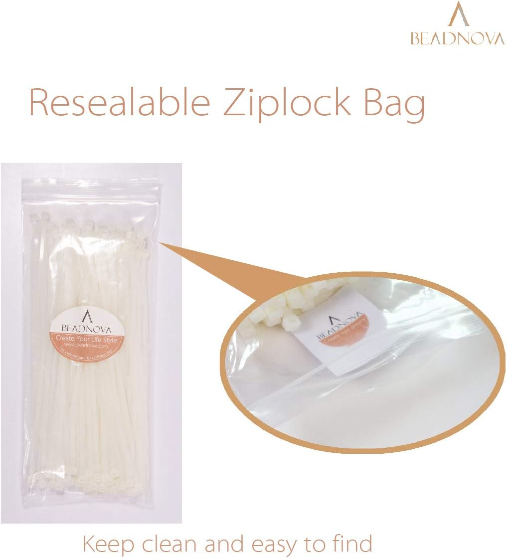 Beadnova Cable Ties Tie Wraps Zip Ties Heavy Duty for Indoor and Outdoor(8 Inch, White, 100Pcs) image number 5