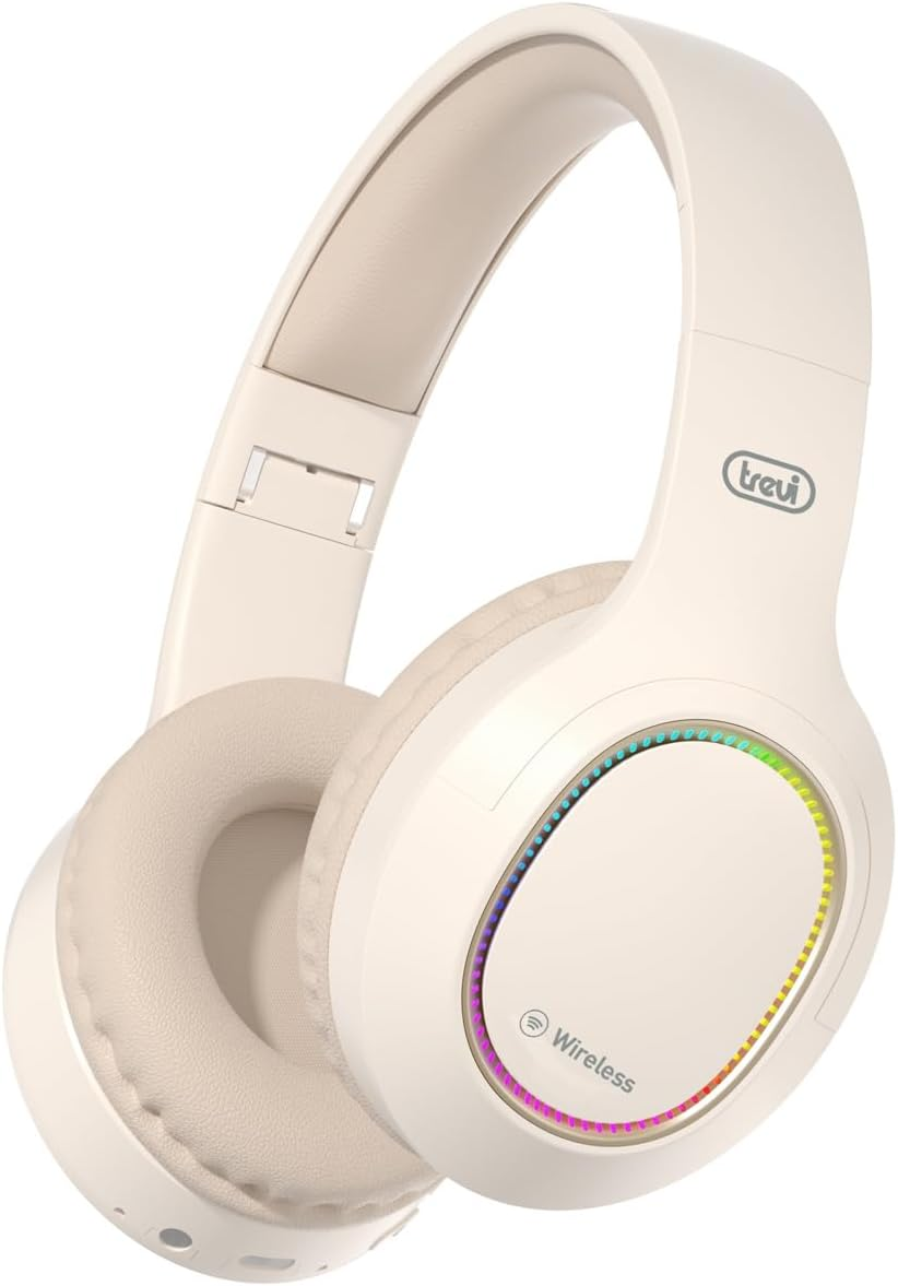 Trevi DJ 12E60 BT Wireless Stereo Headphones with Built-In Microphone and Call Answer Button, Convenient and Foldable, Micro SD, Aux-In, Rechargeable Battery, Autonomy 7-9 Hours, Blue