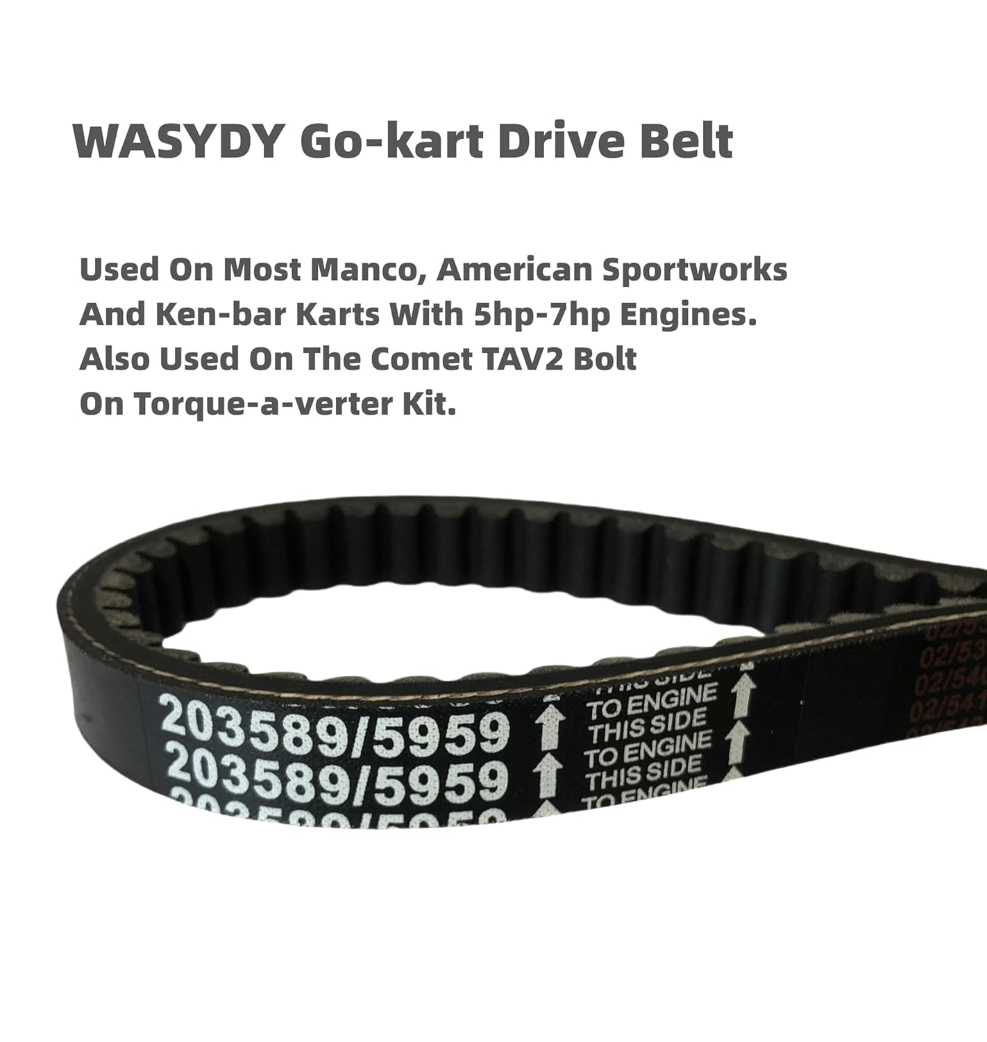 WASYDY 3 Pack of Go Kart Drive Belt for 30 Series Go Kart Torque Converter Drive Belt Replaces Manco 5959 / Comet 203589/Coleman Kt196/Murray 12-8487 image number 2