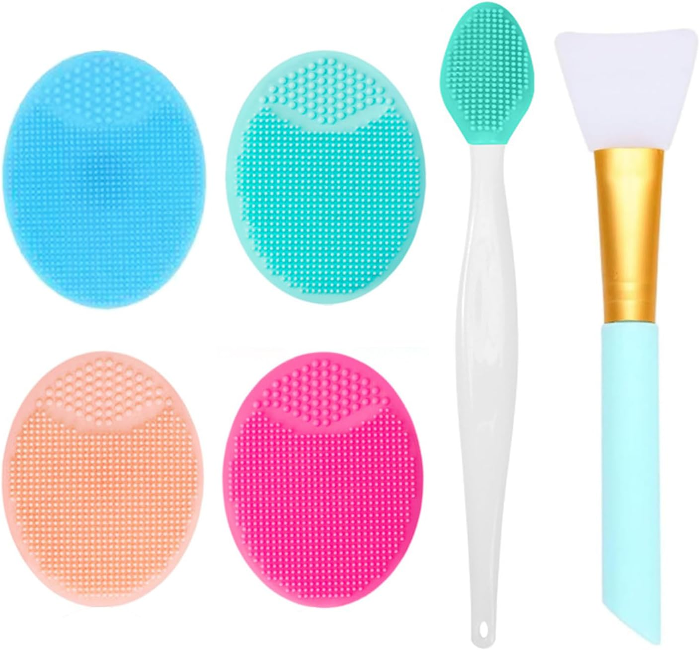 Taicols 6Pcs Silicone Face Scrubber Kit Facial Cleansing Brush Manual with Lip Exfoliator Brush Face Mask Brush for Skin Care,Face Cleansing Brush,Silicone Face Manual Facial Cleanser and Massager,Soft Face Exfoliator, for All Kinds of Skins image number 1