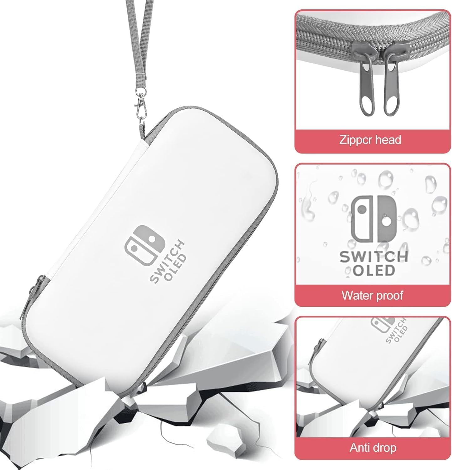 Carrying Case for Nintendo Switch & Switch Oled,Compact and Portable Storage Set with Tempered Film, Switch OLED Crystal Case, Thumb Grip Accessories image number 1