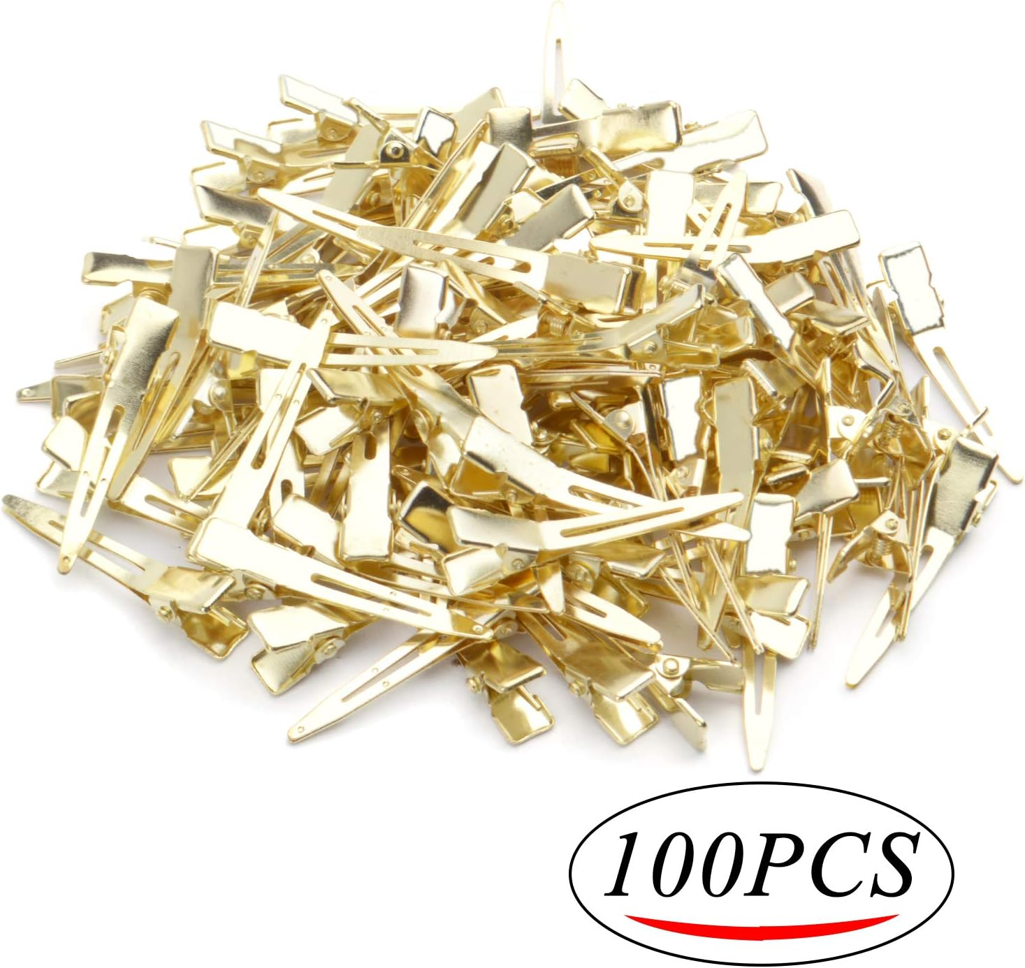 Bronagrand Hair Clips, 100Pcs 4.5Cm Single Prong Clips Gold Curl Pins Duckbill Section Clips for Hair Extensions Styling Crafting image number 5
