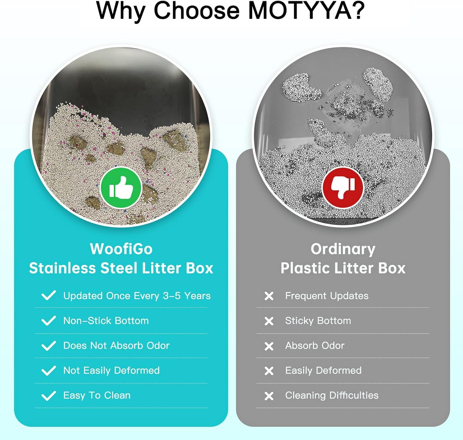 MOTYYA Enclosed Stainless Steel Cat Litter Box with Lid, XL Extra Large Litter Box for Big Cats, Metal Litter Box High Sided, Never Absorbs Odors, Anti-Urine Leakage, Easy Cleaning, Include Scoop image number 1