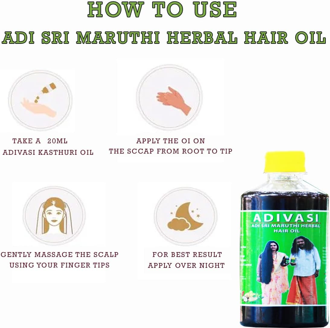 Adivasi Adi Sri Maruthi Hair Oil Made by Pure Adivasi Ayurvedic Herbs 250Ml + 250Ml image number 4