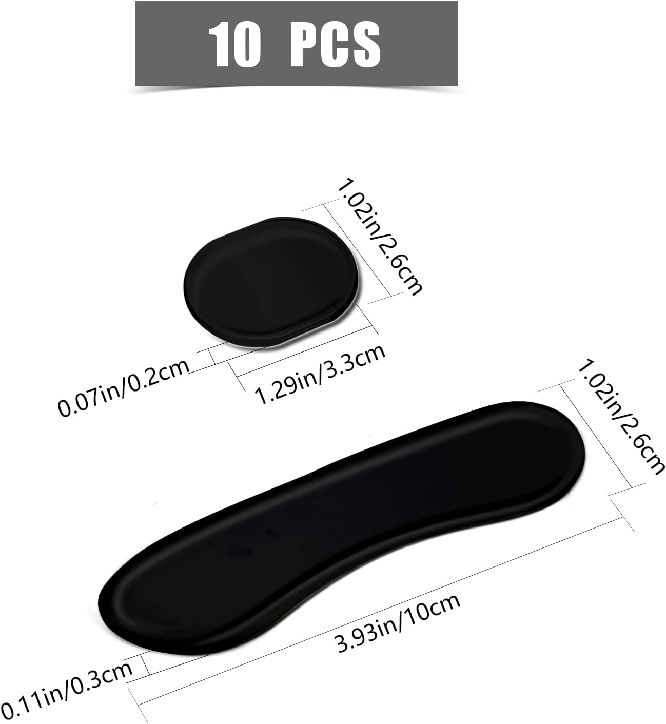 LUTER 10Pcs Drum Dampener Gel Pads, Soft Silicone Oval and Long Strip Drum Silencers Pads Set Moon Gels Damper Drum Dampening Pads Tone Control for Drums Head Cymbal (Black) image number 5