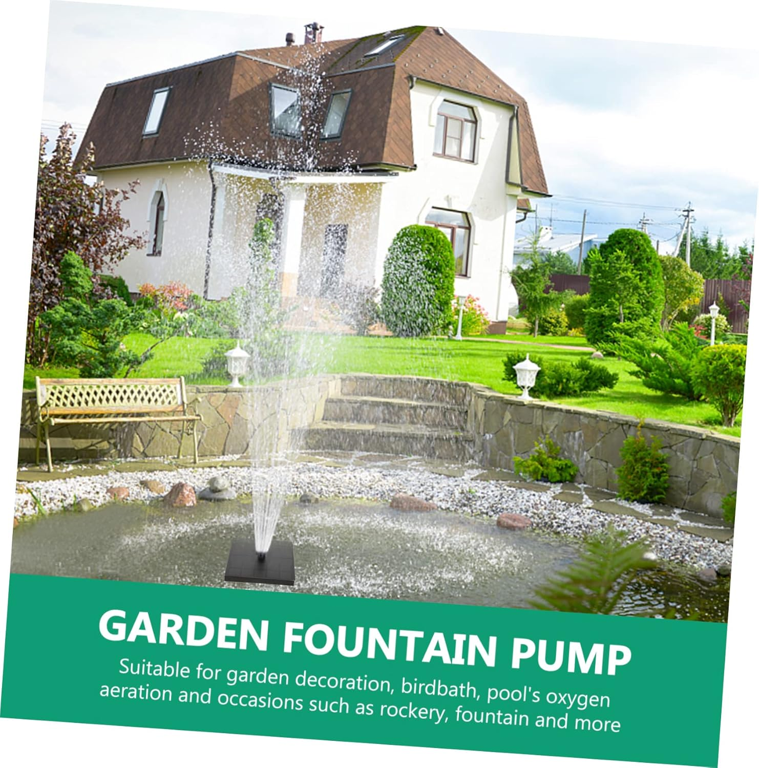 SUPVOX 1Pc Solar Powered Fountain Pump Square Floating Water Pump for Pool Pond image number 1