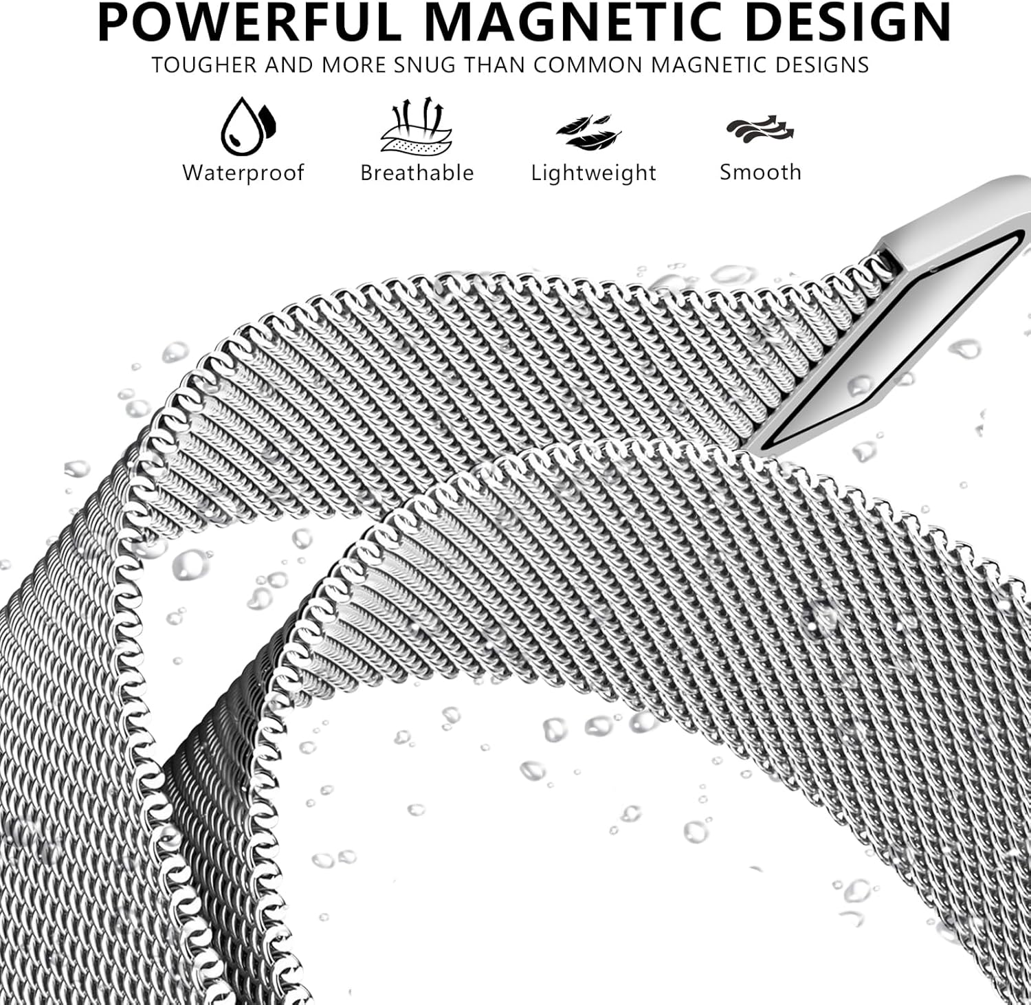 HAYONLIY Metal Magnetic Bands Compatible with Samsung Galaxy Watch 8 40Mm 44Mm/Galaxy Watch 8 Classic 46Mm, Mesh Stainless Steel Dressy Wristband with D-Shape Diamond Women(No Case) - Rose Gold image number 3