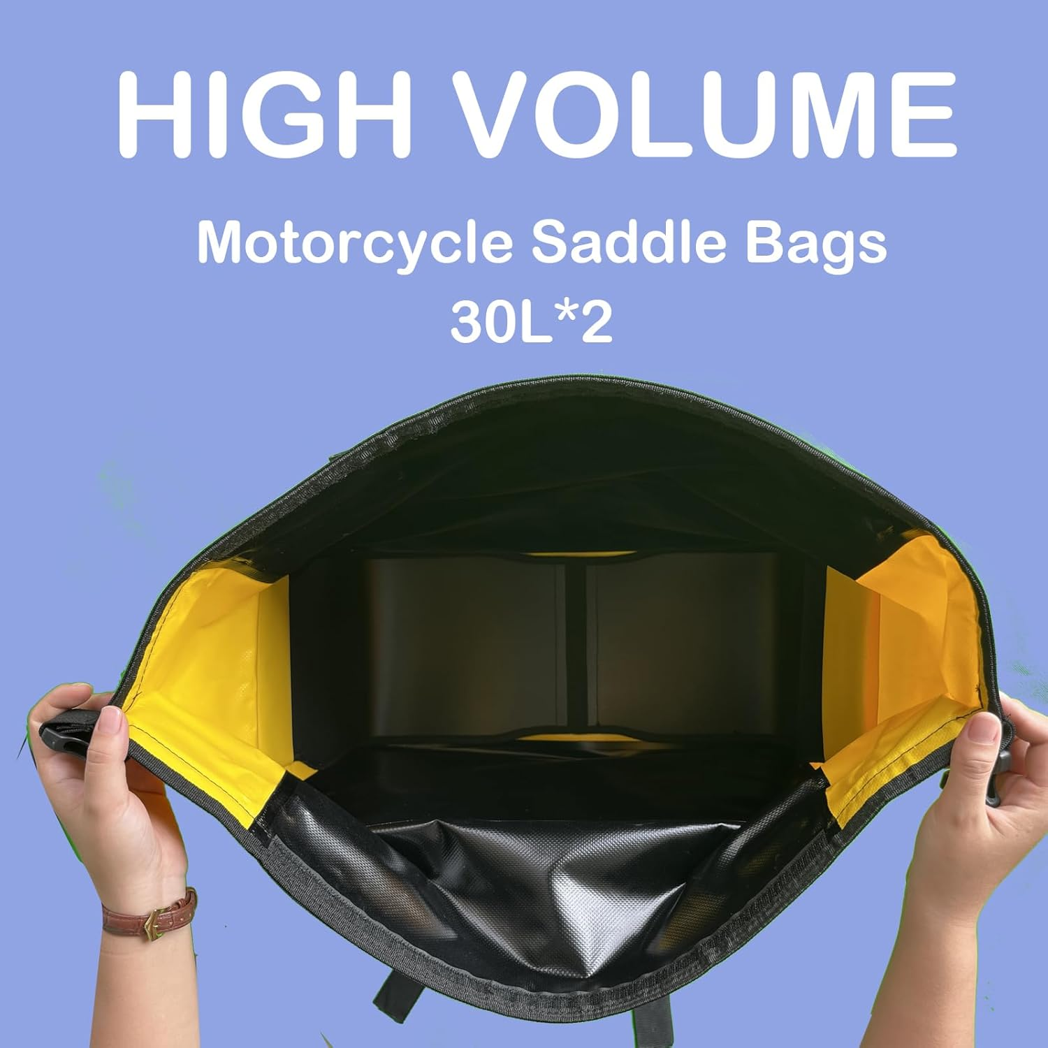 Motorcycle Saddle Bags Waterproof 60L (30L*2) Motorbike Saddlebags Motor Side Bag Pannier Bag for Most Motorcycle Racks (Black)