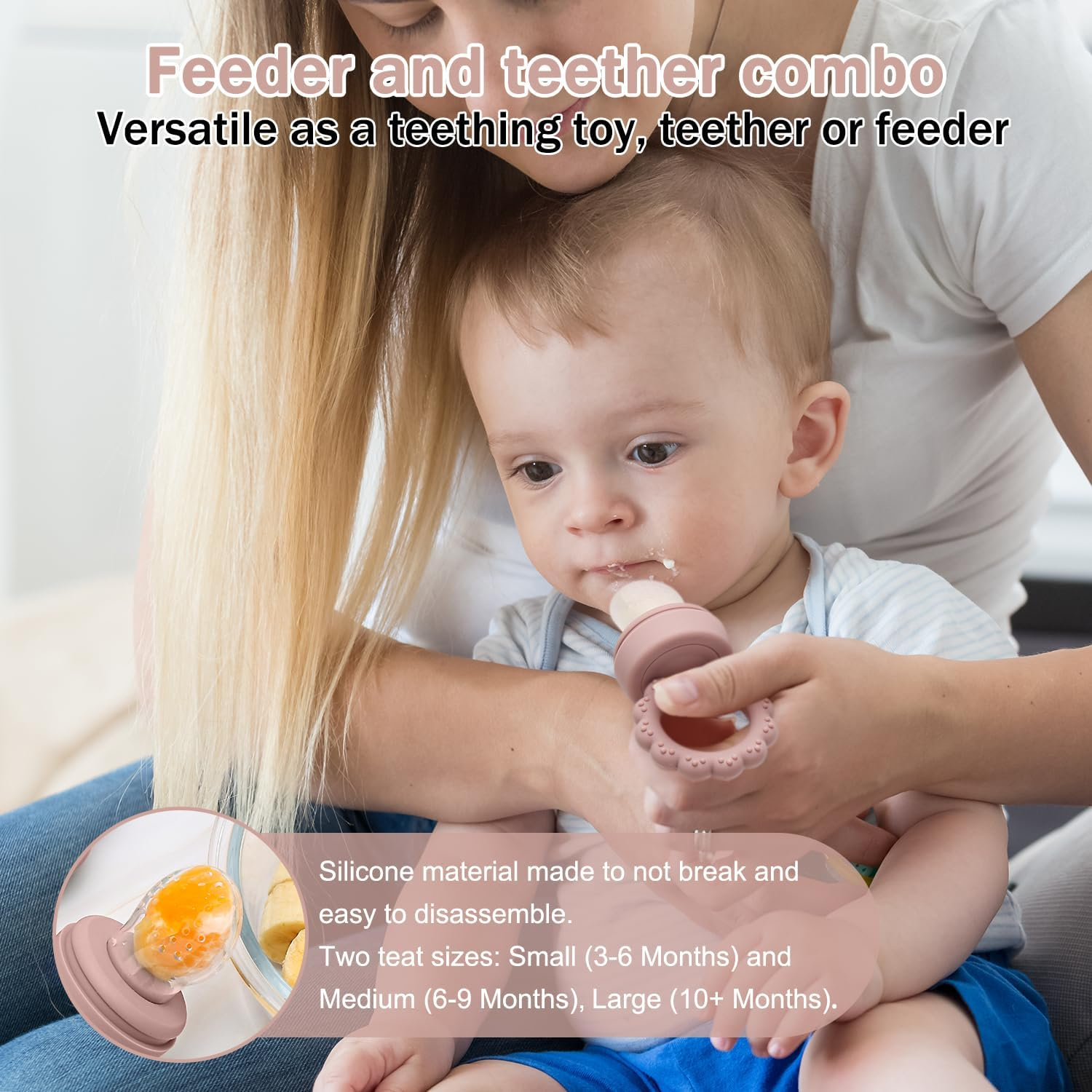 MR.TIMELAG Baby Fruit Feeder & Popsicle Molds 6-In-1 Set - Silicone Teething Mitts, Freezer Trays, Pacifiers & Ice Lolly Makers (Pink Bear + Smiley) - Bpa-Free Infant Feeding & DIY Frozen Treat Kit image number 1