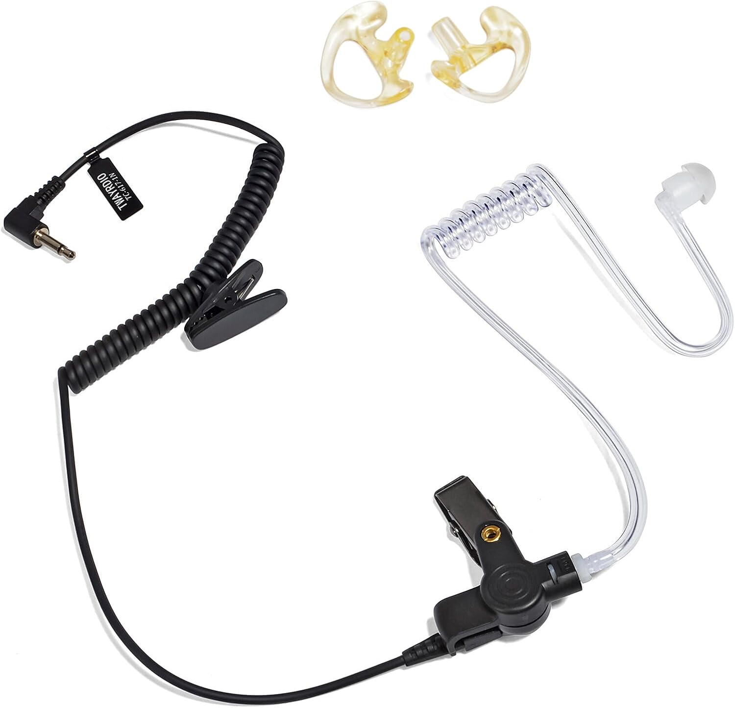 3.5Mm 1 Pin Listen Only Surveillance Covert Acoustic Air Tube Earpiece Police Radio Headset + Medium Repalcement Earmolds for Motorola Radio Speaker Mics image number 1