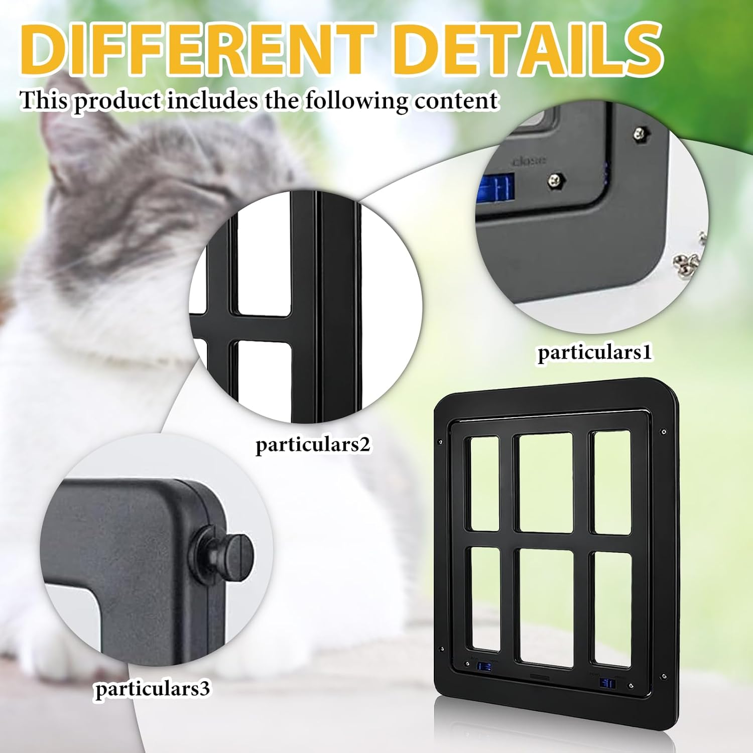 Cat Flap, Fly Screen, 31.5 Cm X 25 Cm, Pet Flap, Fly Screen with Magnet, Lockable, Dog Flap, Cat Door, Pet Door for Cats and Small Dogs (Black) image number 5
